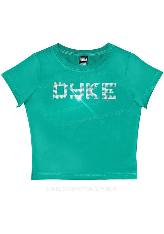 Rhinestone Dyke Pride Y2K Baby Tee Cherrykitten