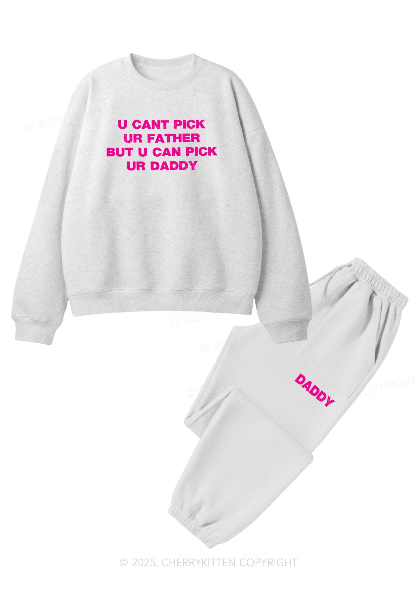 U Can Pick Ur Daddy Y2K Fleece Sweatshirts Set Cherrykitten