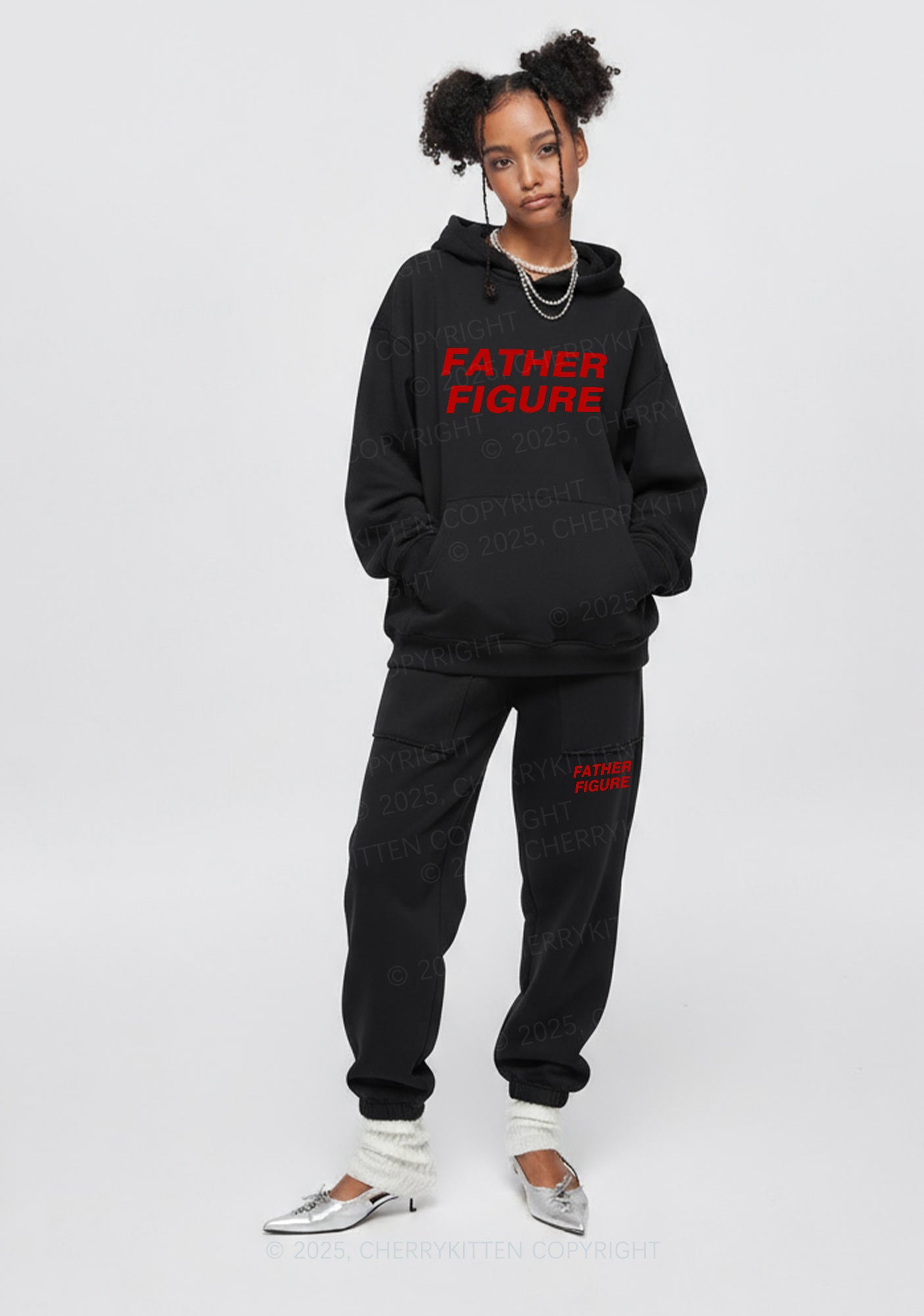 Father Figure Y2K Fleece Hoodie Set Cherrykitten