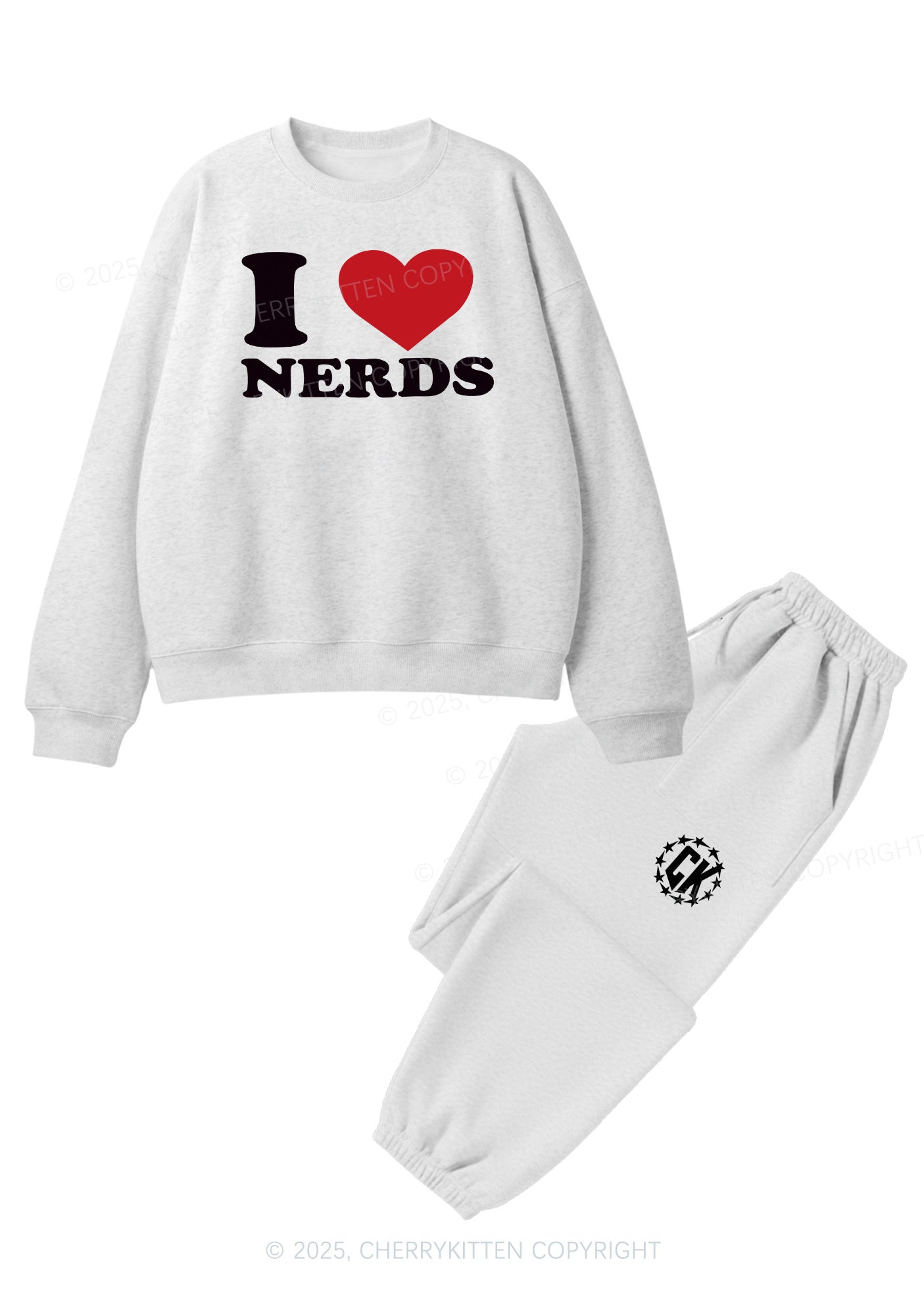 I Love Nerds Y2K Fleece Sweatshirts Set Cherrykitten