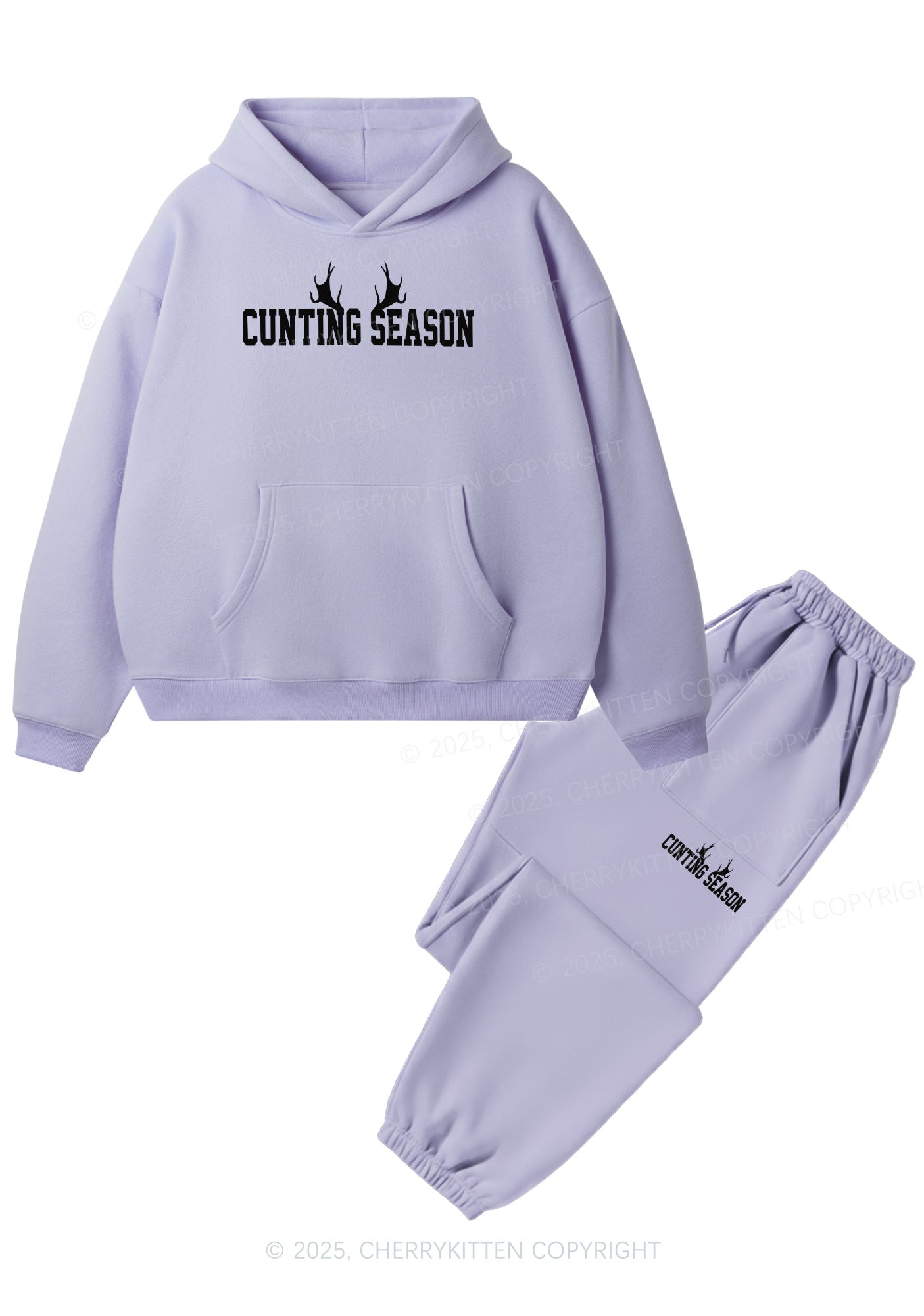 Cunting Season Y2K Fleece Hoodie Set Cherrykitten