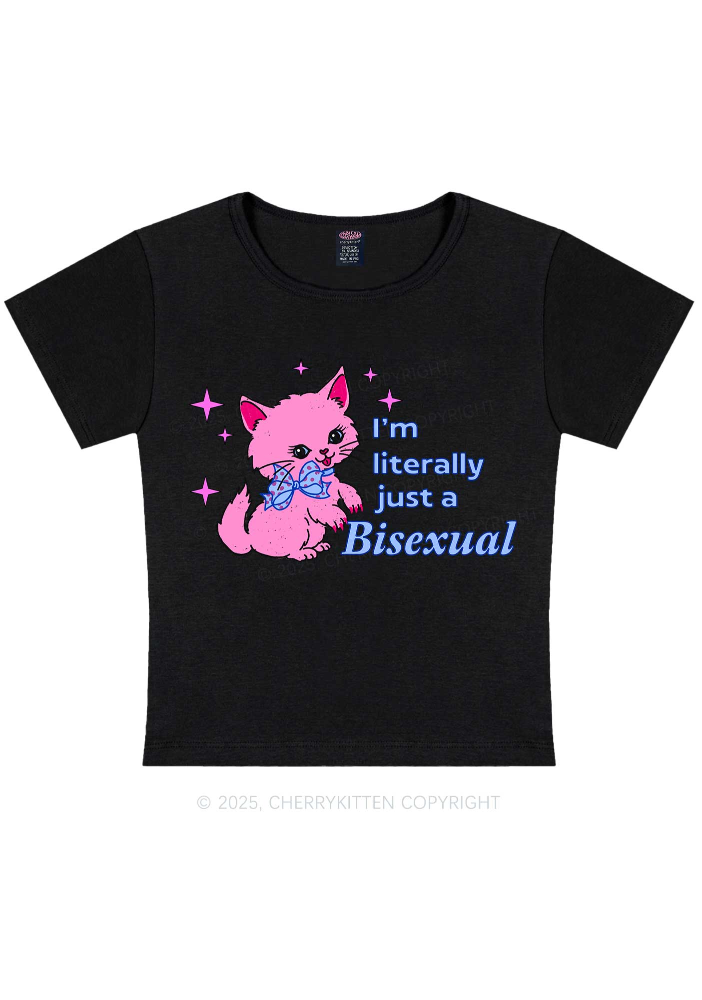 Literally Just A Bisexual Pride Y2K Baby Tee Cherrykitten