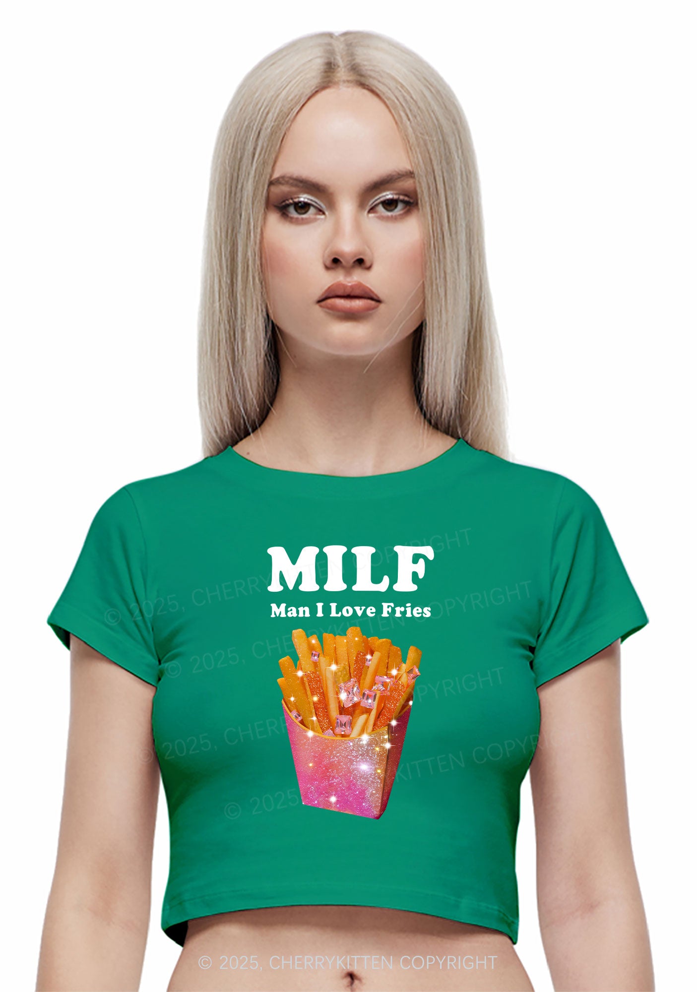 Man I Love Fries Y2K Baby Tee Cherrykitten