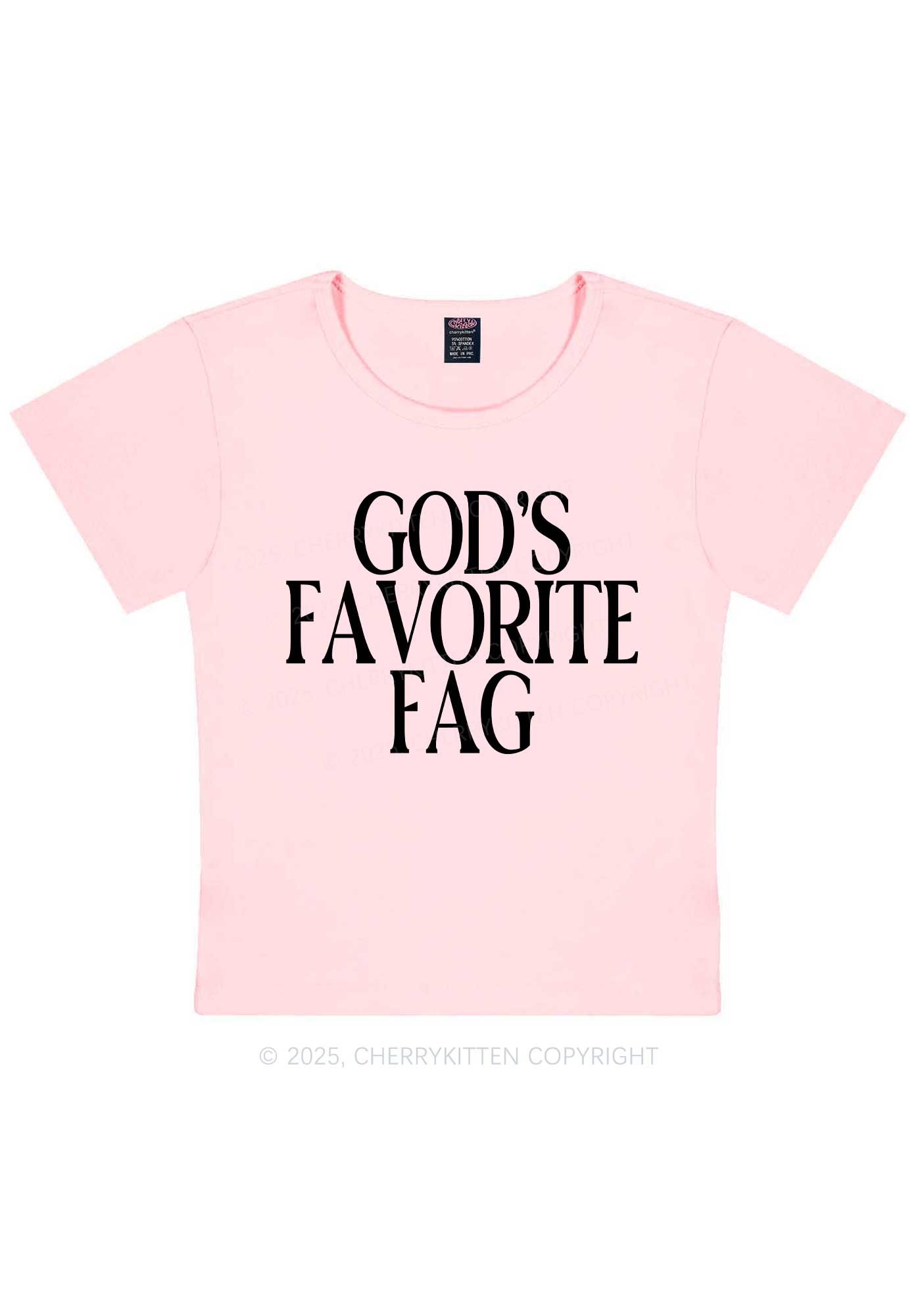 Gods Favorite Fag Pride Y2K Baby Tee Cherrykitten