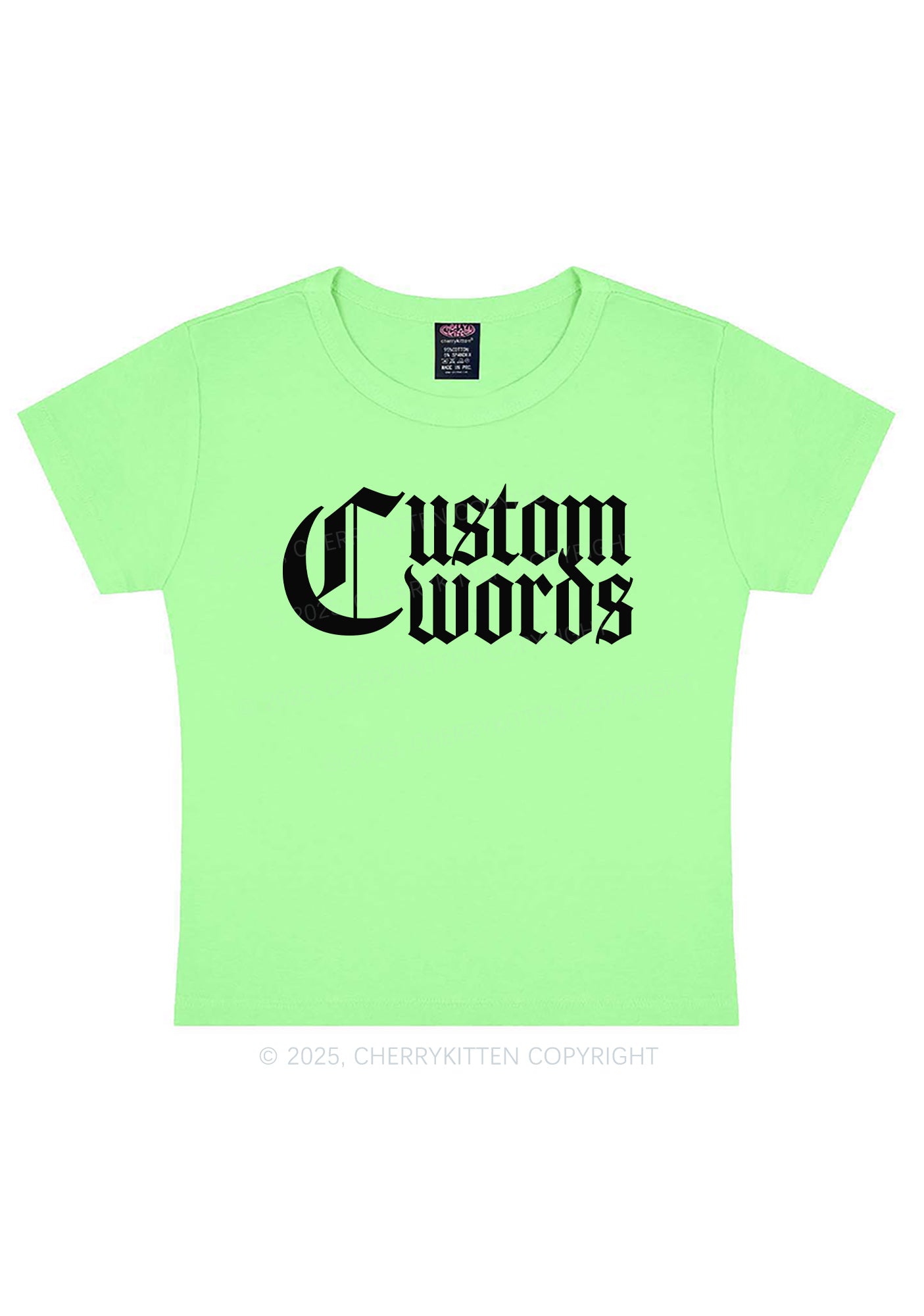 Custom Text Gothic Font Y2K Baby Tee Cherrykitten