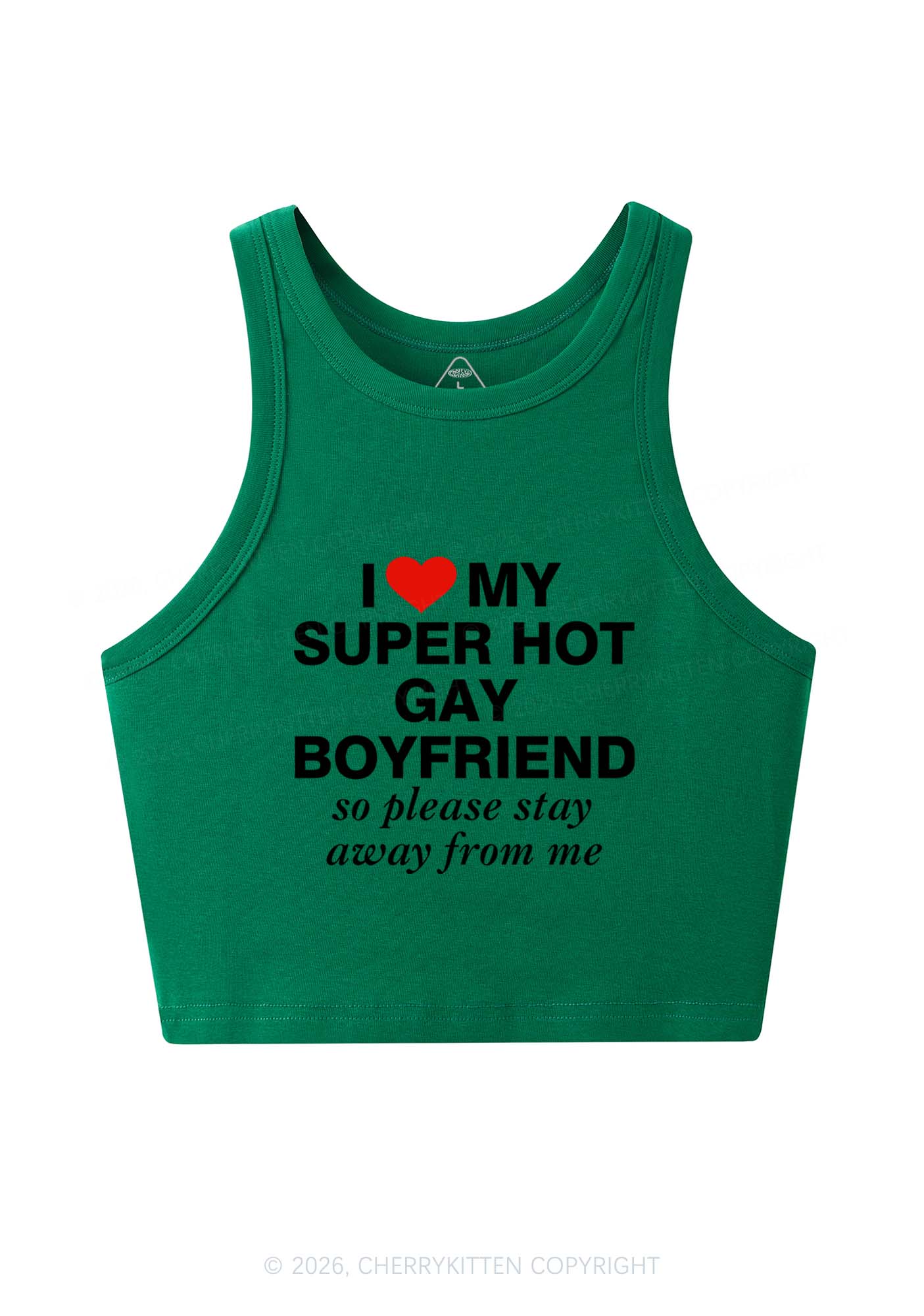 I Love My Super Hot Gay BF Pride Y2K Crop Tank Top Cherrykitten