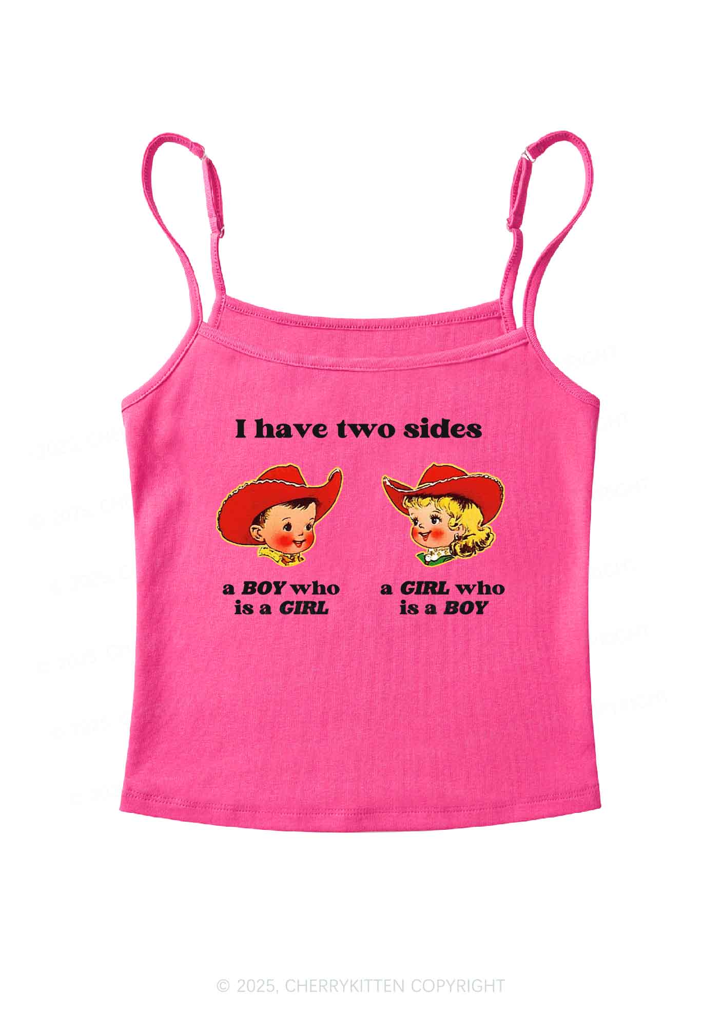 I Have Two Sides Pride Y2K Spaghetti Strap Cami Cherrykitten