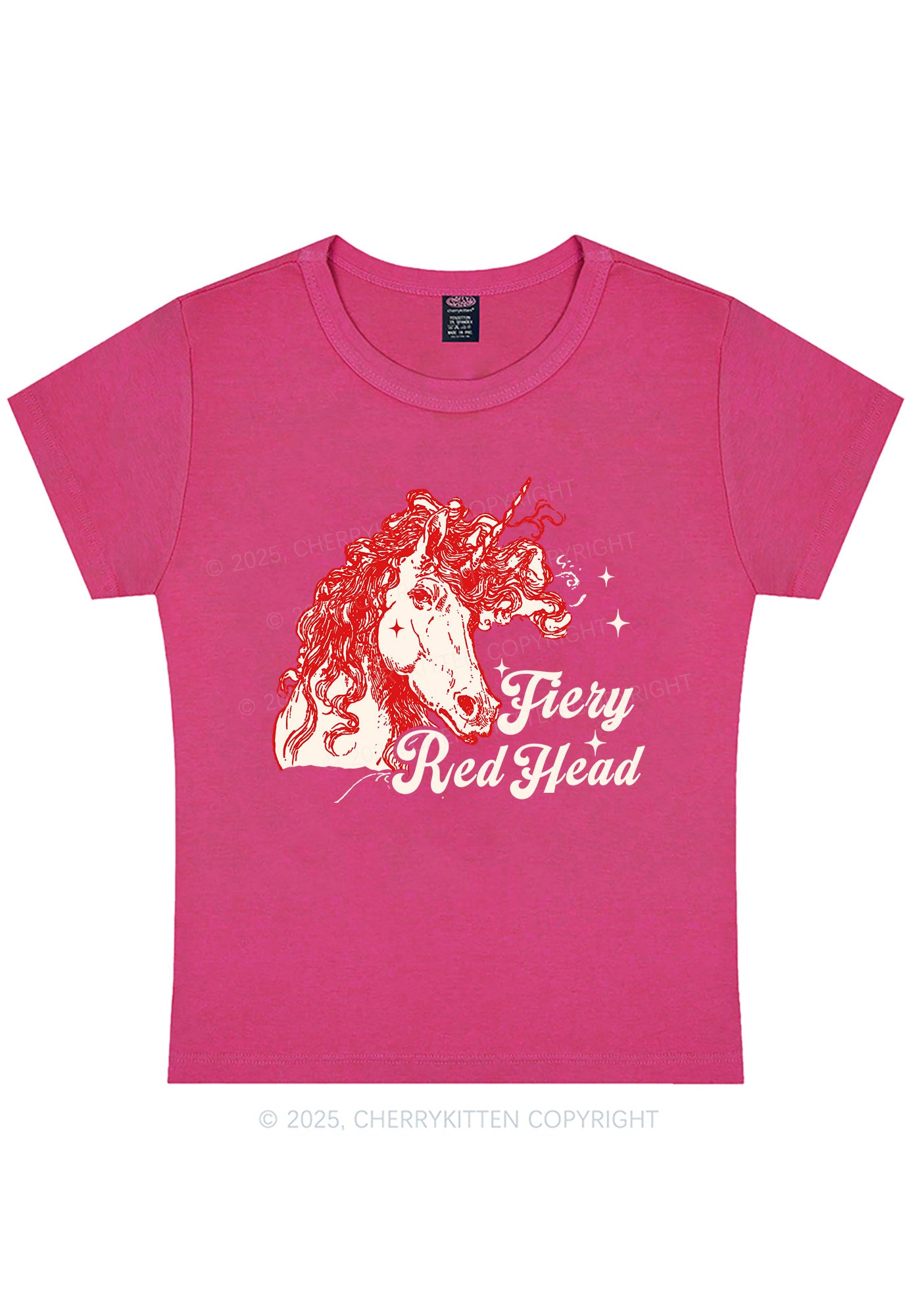 Fiery Red Head Y2K Baby Tee Cherrykitten