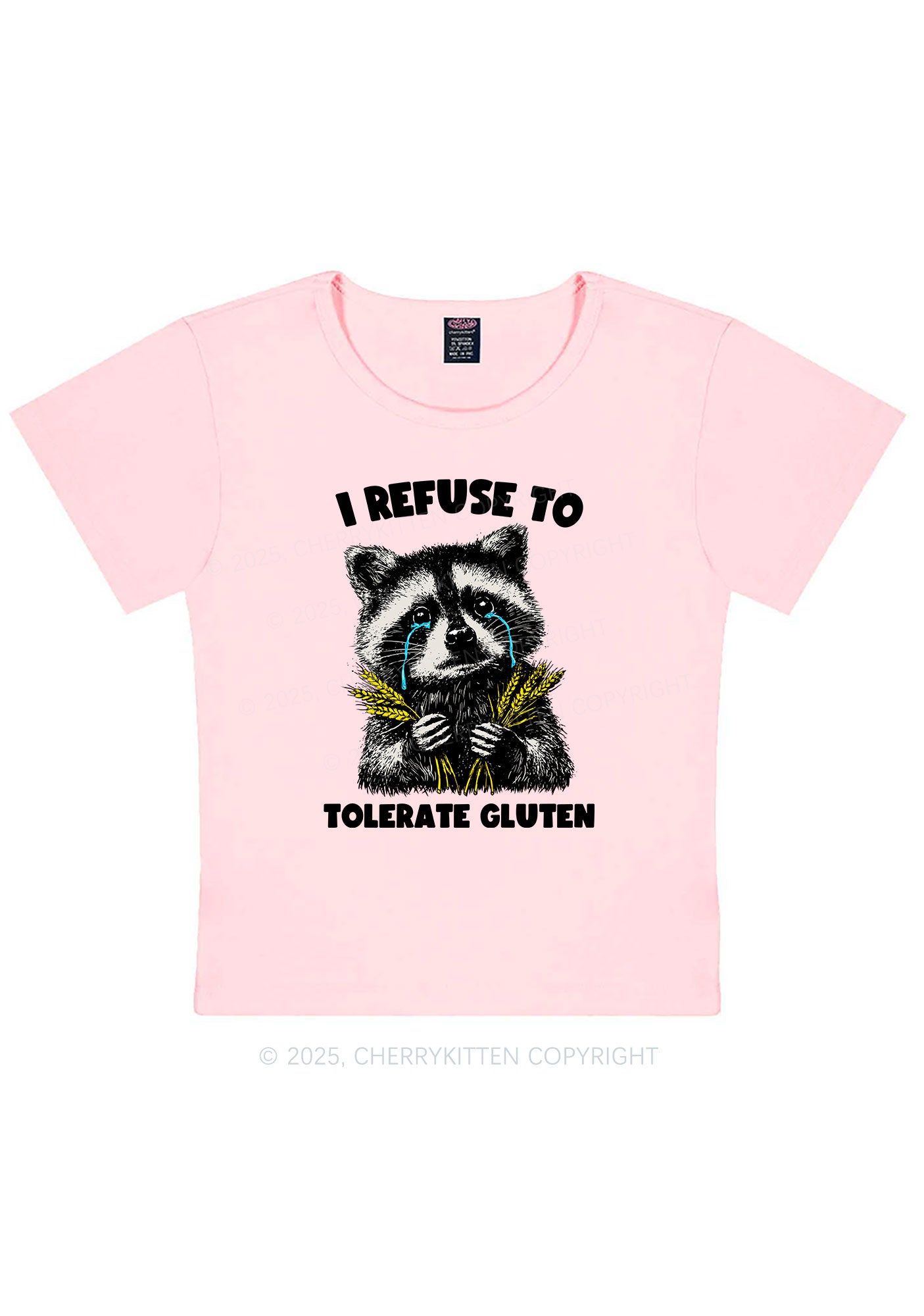 Refuse To Tolerate Gluten Y2K Baby Tee Cherrykitten