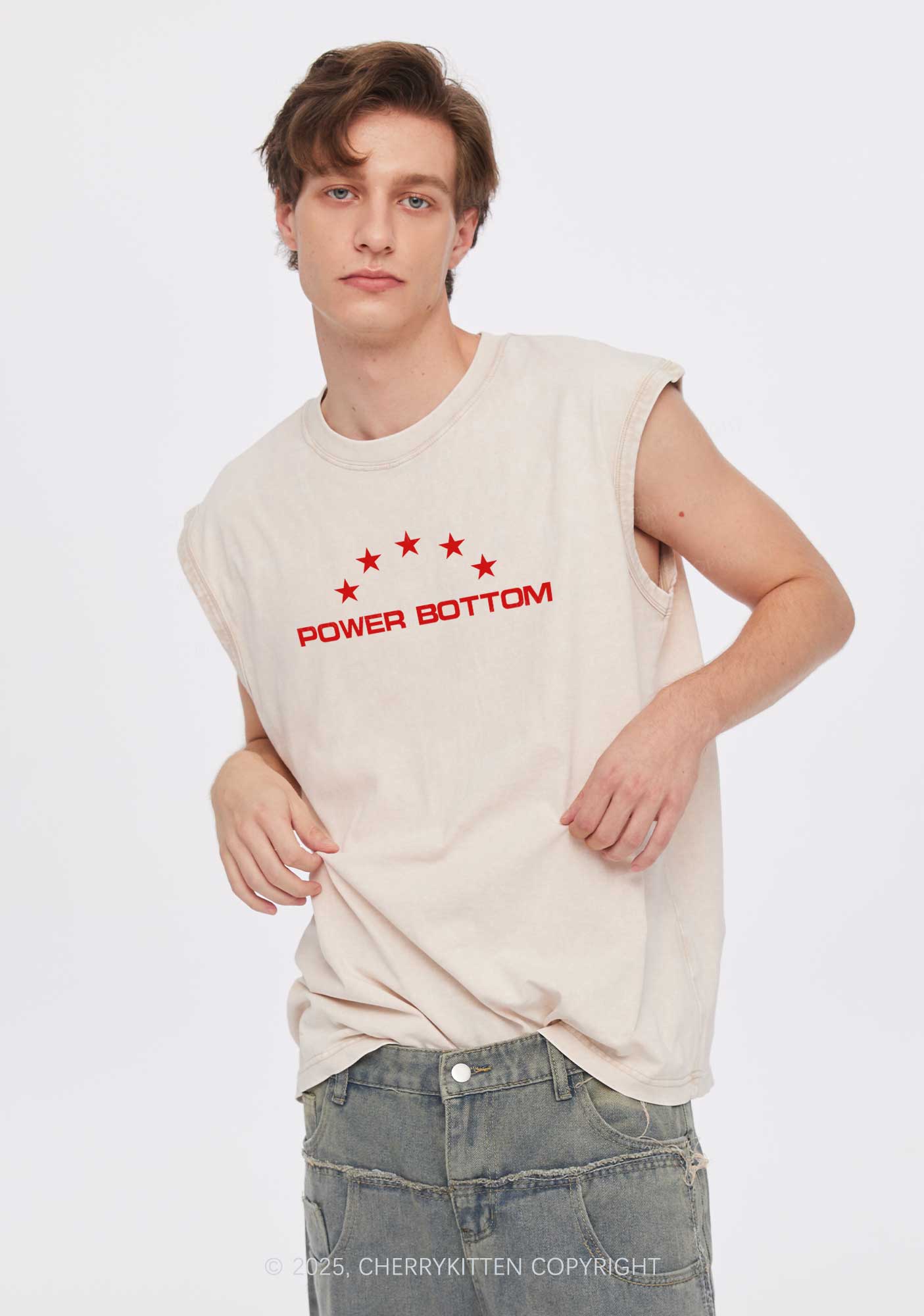 Power Bottom Pride Y2K Washed Muscle Tank Cherrykitten