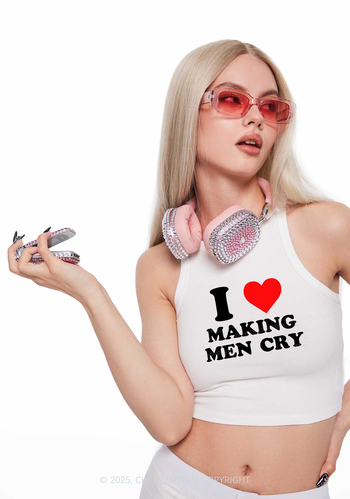 I Love Making Men Cry Y2K Crop Tank Top Cherrykitten