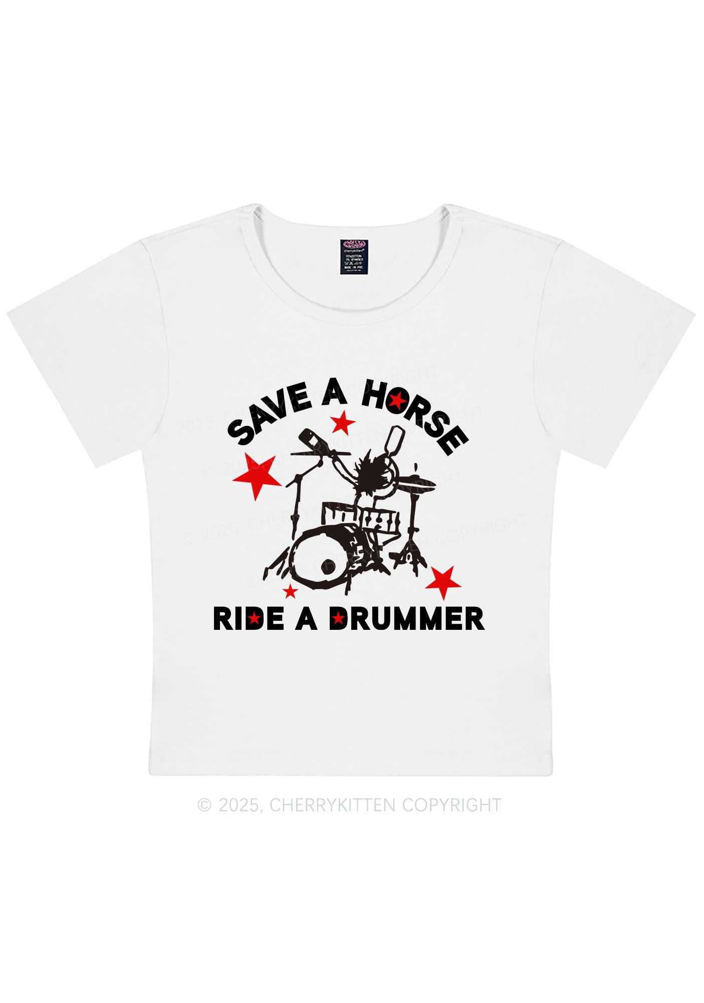 Save Horse Ride Drummer Y2K Baby Tee Cherrykitten