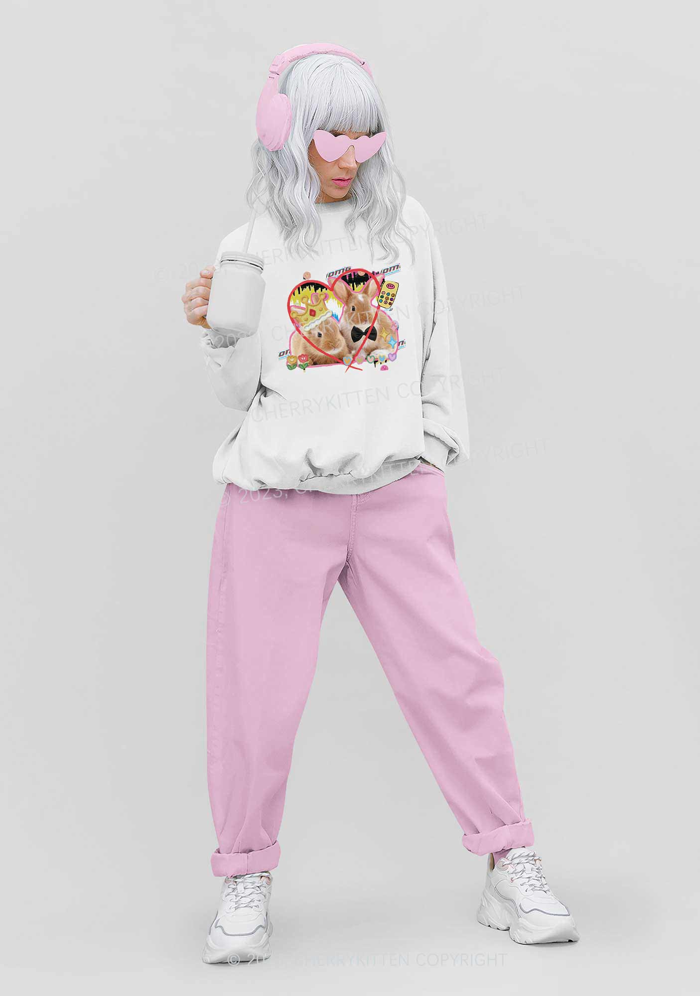 Rabbit Couple Y2K Sweatshirt Cherrykitten