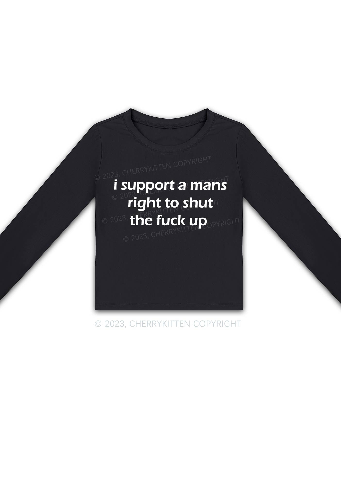 I Support A Mans Right Y2K Long Sleeve Crop Top Cherrykitten