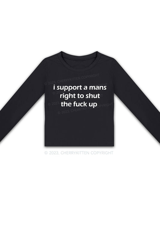I Support A Mans Right Y2K Long Sleeve Crop Top Cherrykitten