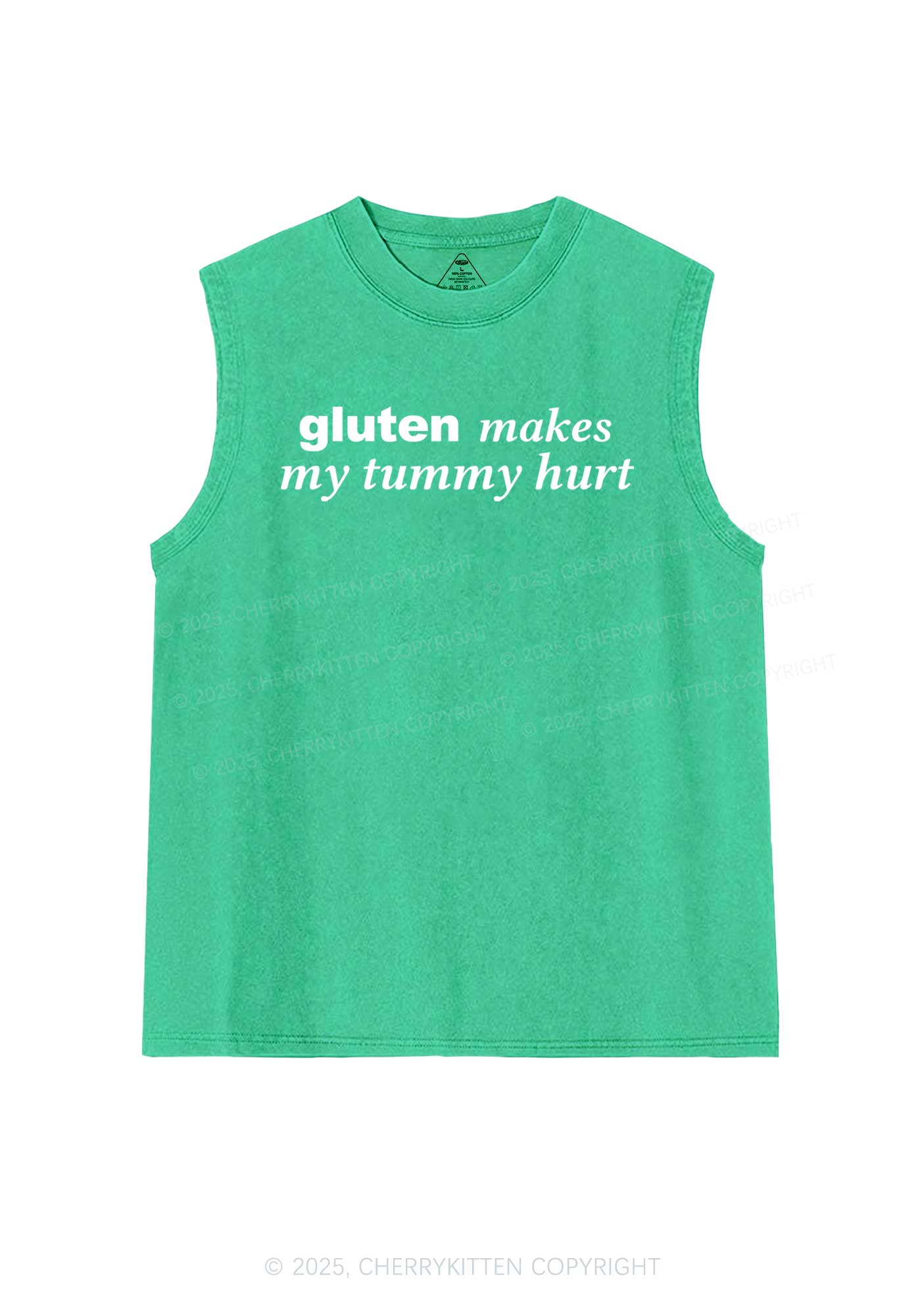 Gluten Makes Tummy Hurt Y2K Washed Muscle Tank Cherrykitten