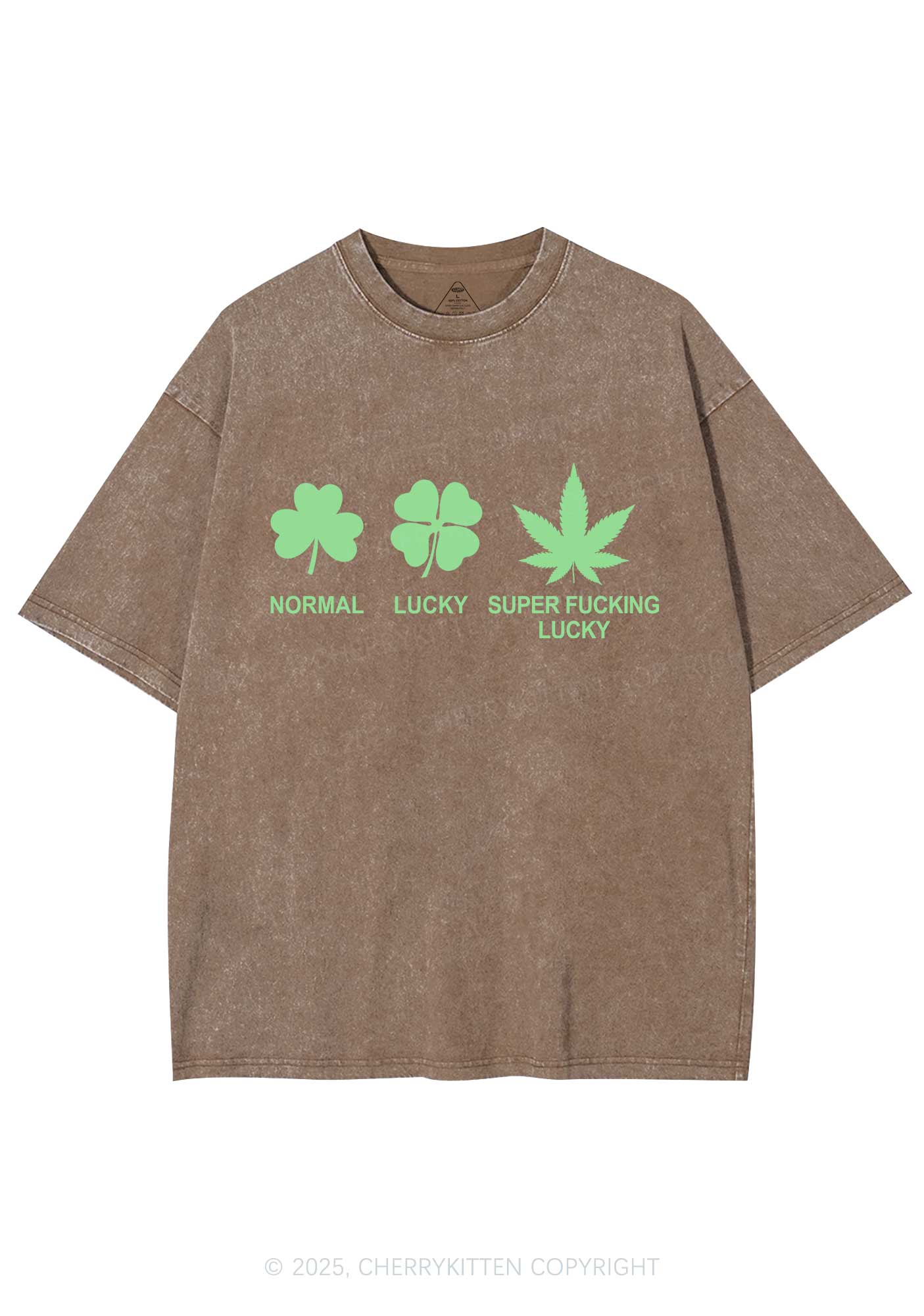 Super Fxxking Lucky St Patricks Y2K Washed Tee Cherrykitten