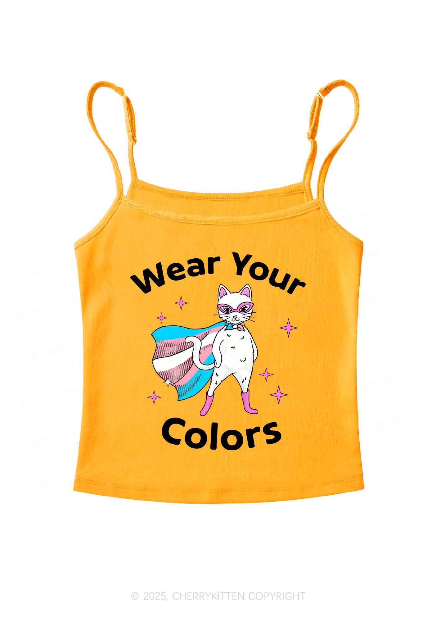 Transgender Flag Cat Pride Y2K Spaghetti Strap Cami Cherrykitten