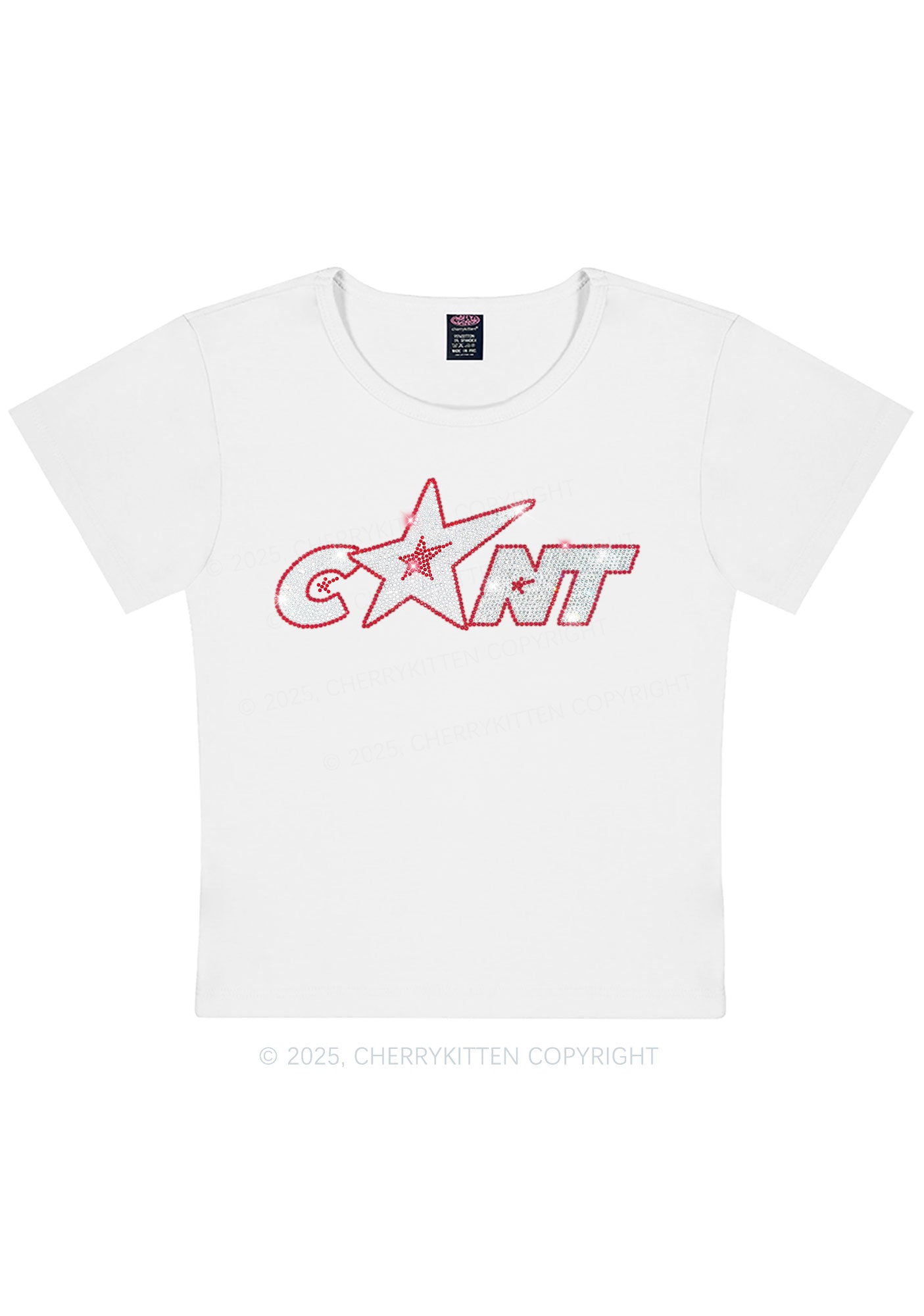 Rhinestone Star Cxxt Y2K Baby Tee Cherrykitten