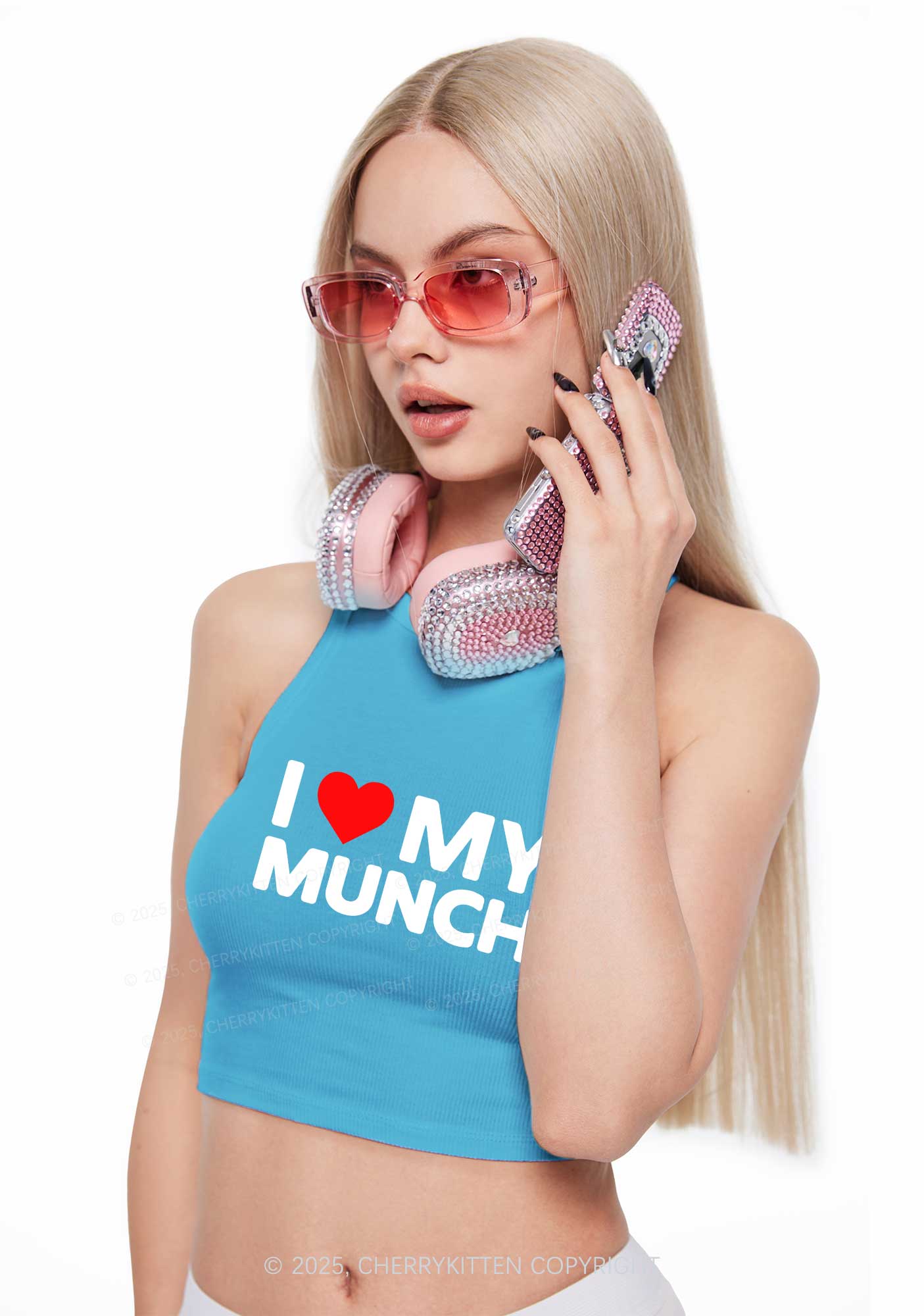 I Love My Munch Y2K Crop Tank Top Cherrykitten