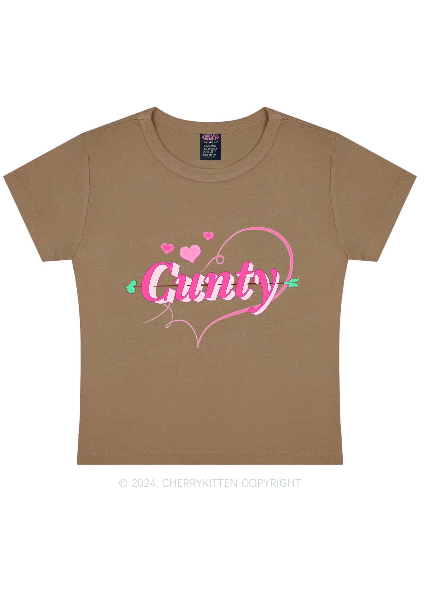 Cunty Pink Heart Y2K Valentine's Day Baby Tee Cherrykitten