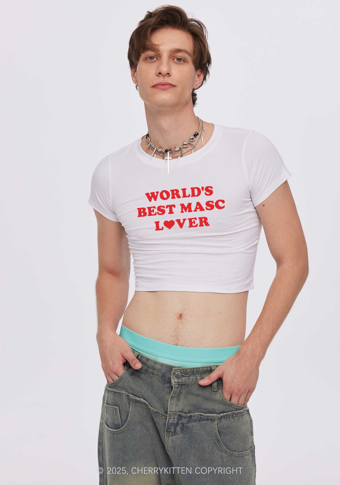 Worlds Best Masc Lover Pride Y2K Baby Tee Cherrykitten