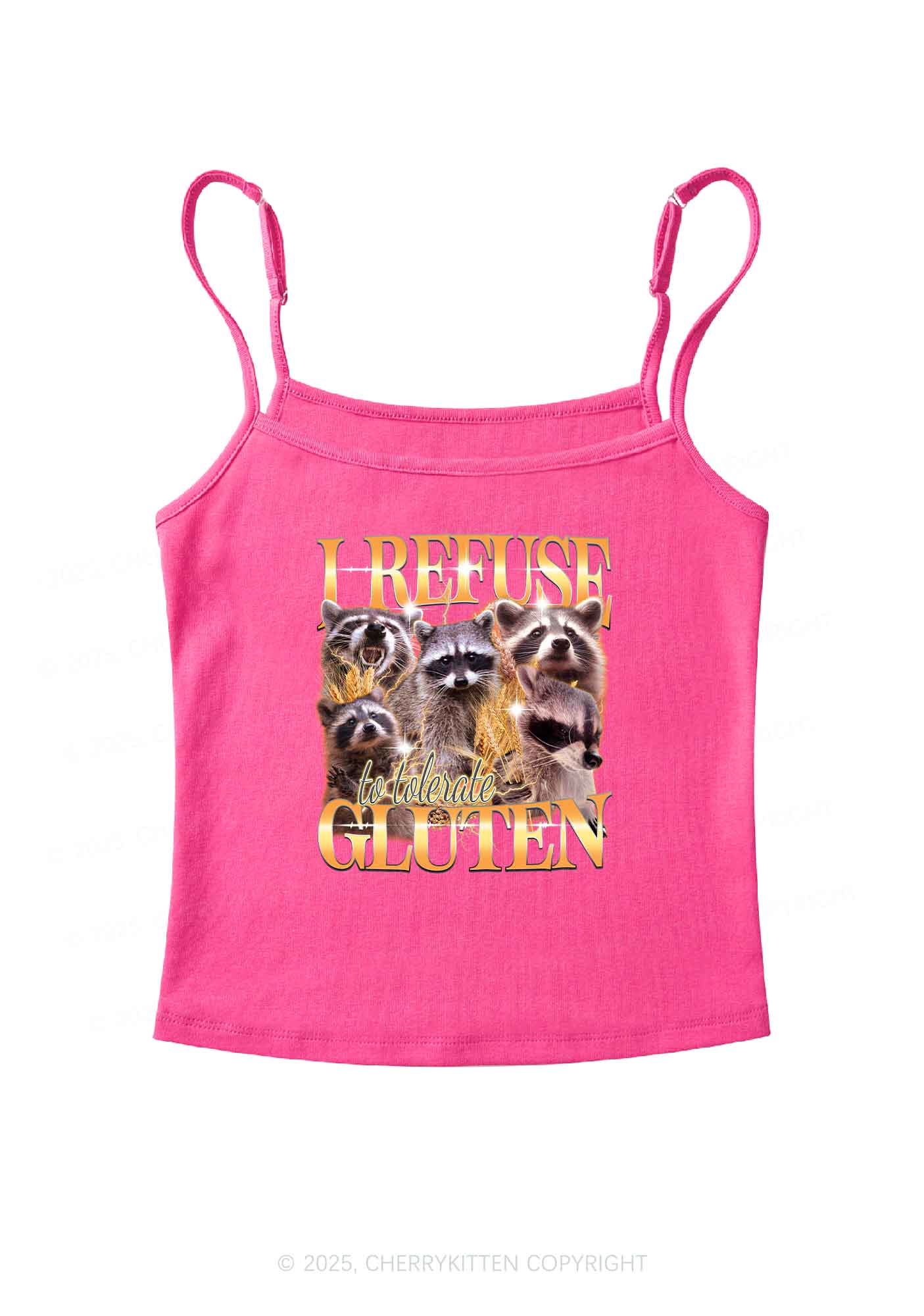 Raccoons Refuse Tolerate Gluten Y2K Spaghetti Strap Cami Cherrykitten