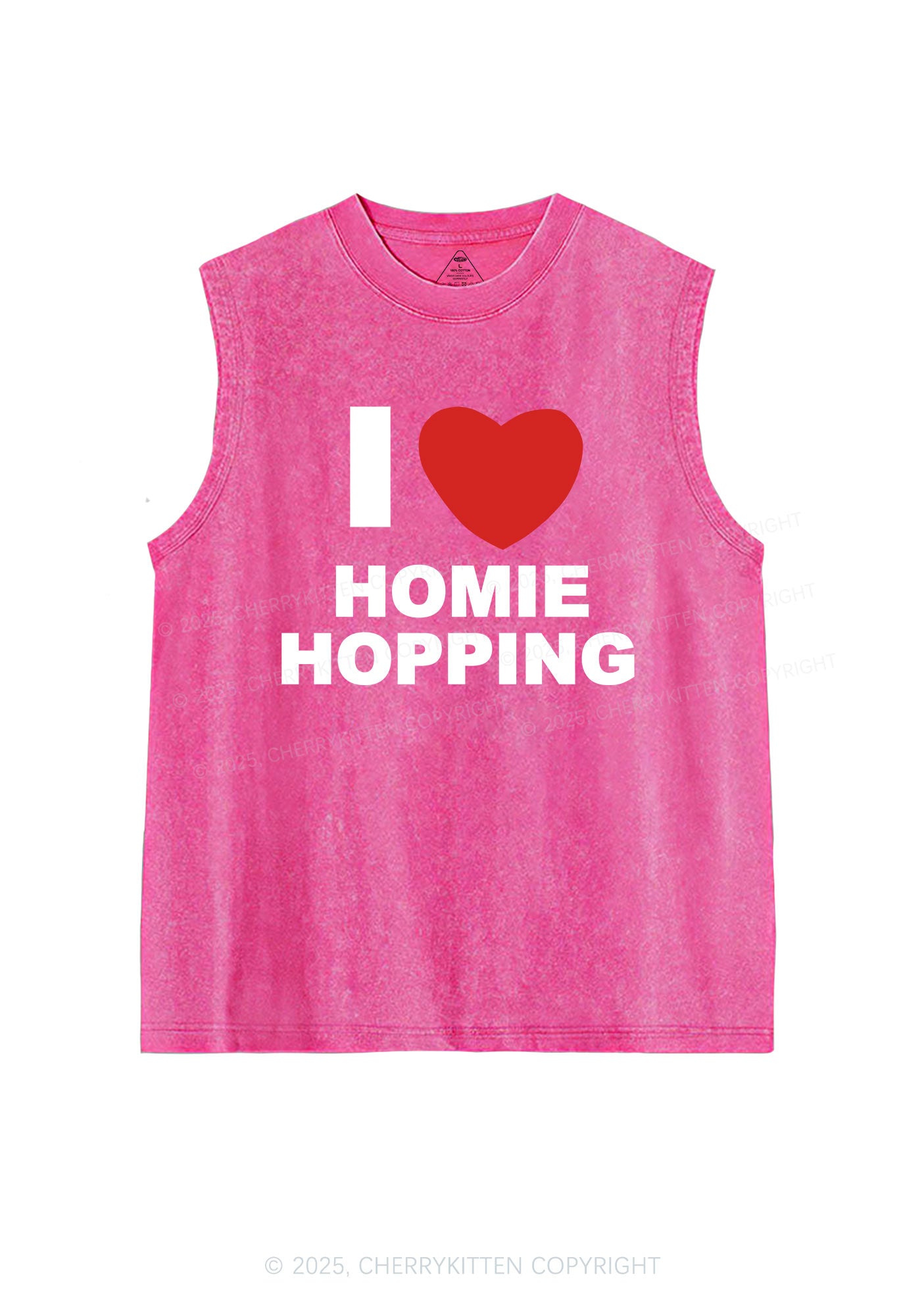 I Love Homie Hopping Y2K Washed Muscle Tank Cherrykitten