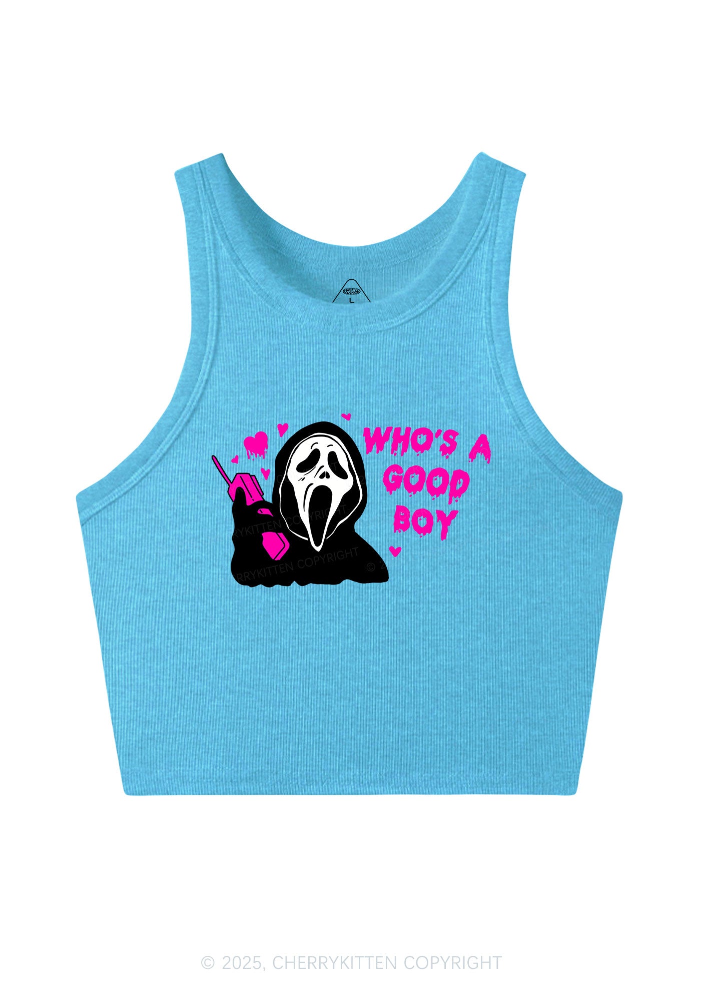 Halloween Whos Good Boy Y2K Crop Tank Top Cherrykitten