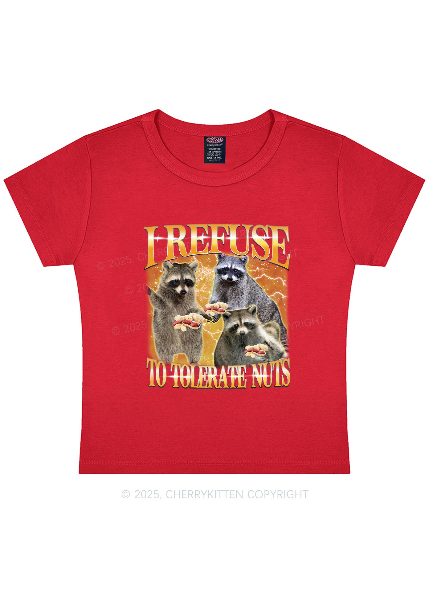 Retro Raccoon Nuts Y2K Baby Tee Cherrykitten