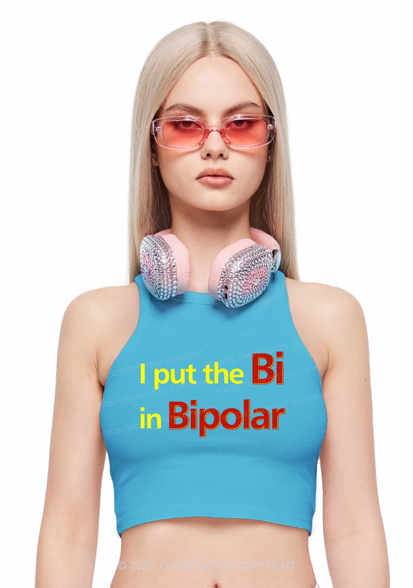 Bi In Bipolar Y2K Crop Tank Top Cherrykitten