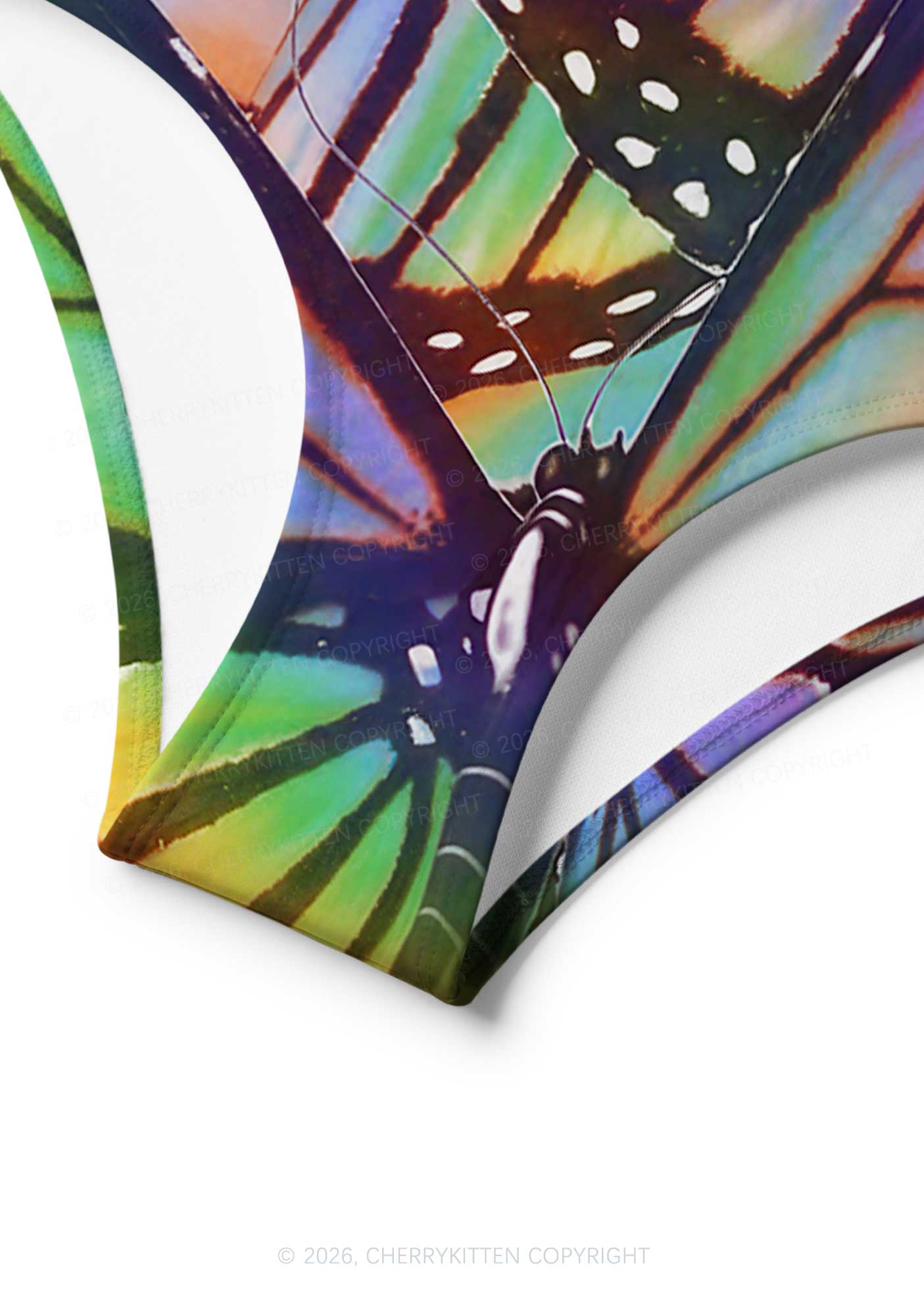 Rainbow Butterfly Y2K Print Bikini Set Cherrykitten