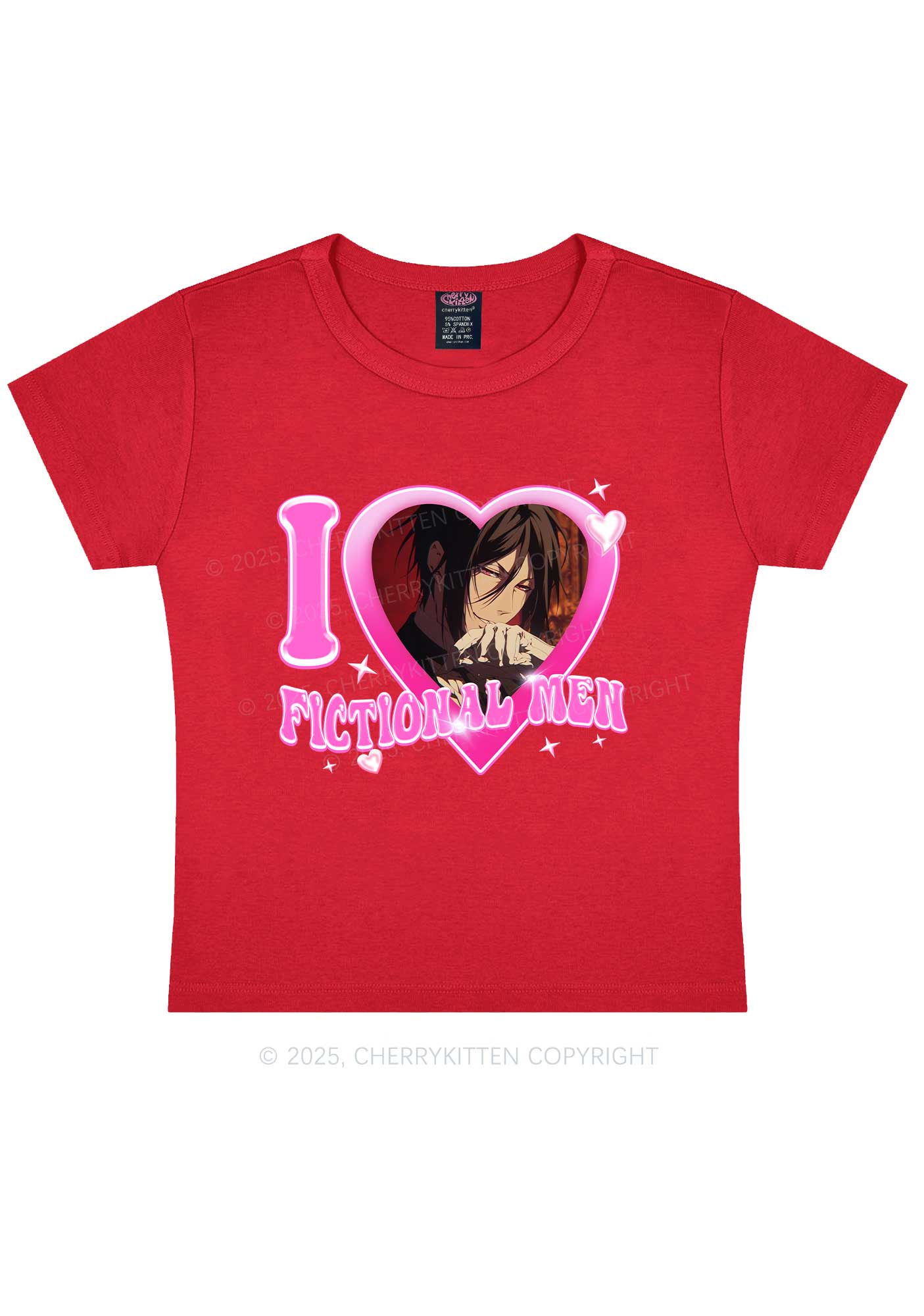 Custom I Love Fictional Men Y2K Baby Tee Cherrykitten