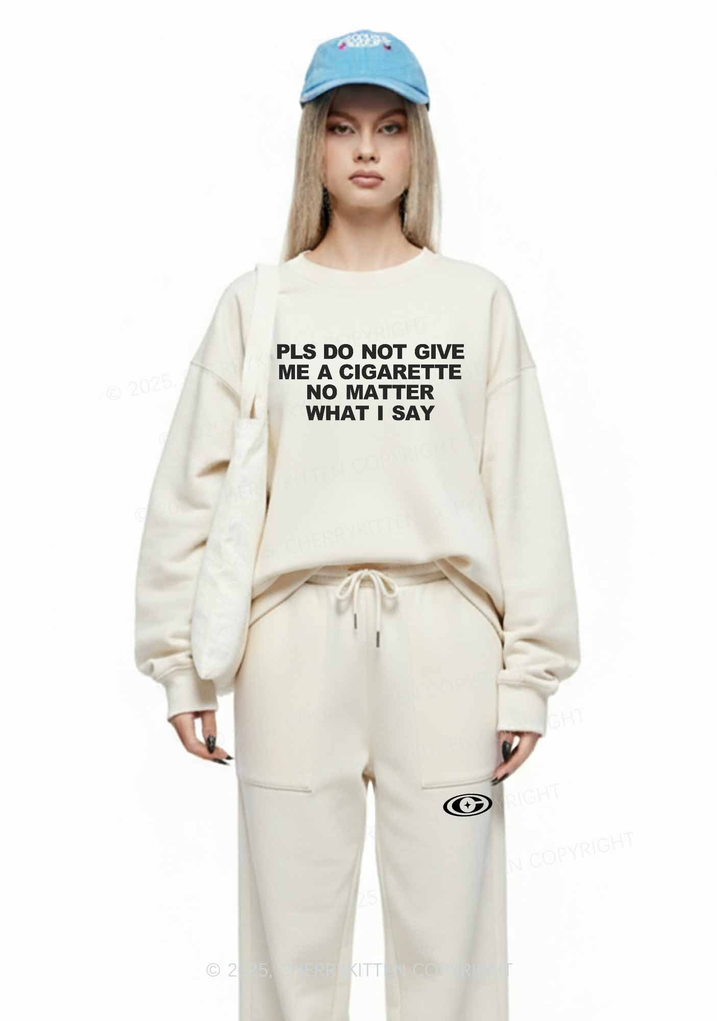Dont Give Me Cigarette Y2K Fleece Sweatshirts Set Cherrykitten