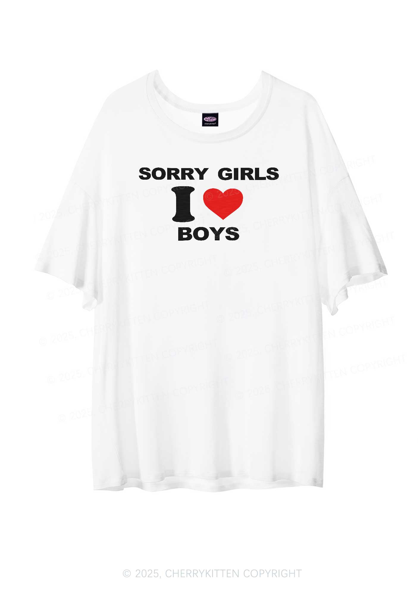Sorry Girls I Love Boys Pride Y2K Sheer Boyfriend Tee Cherrykitten