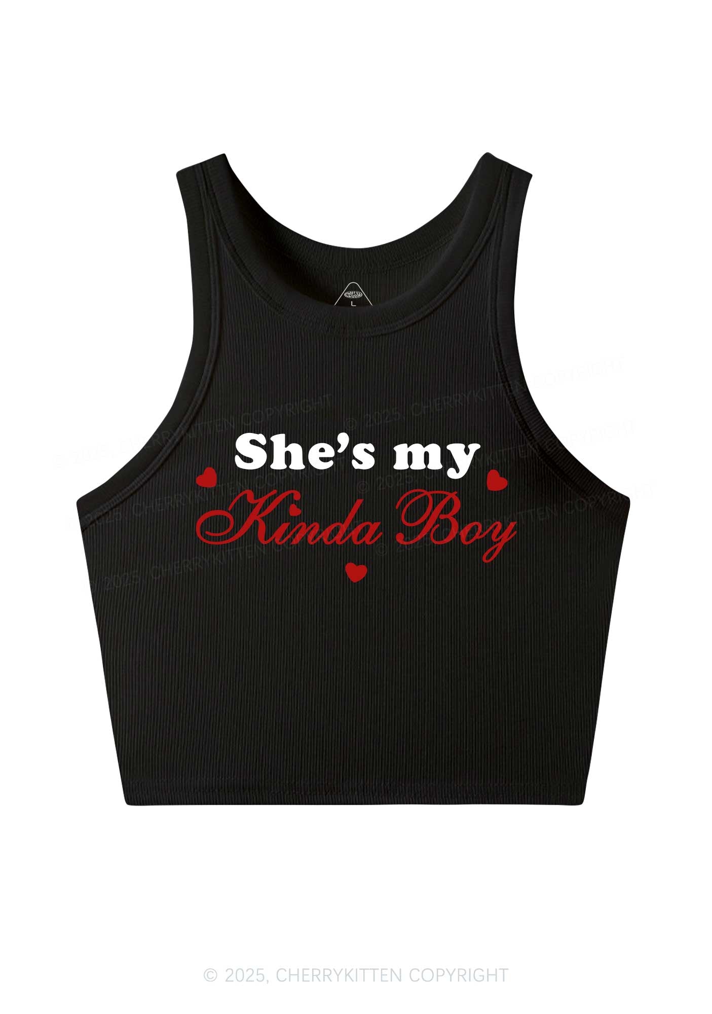 Shes My Kinda Boy Pride Y2K Crop Tank Top Cherrykitten