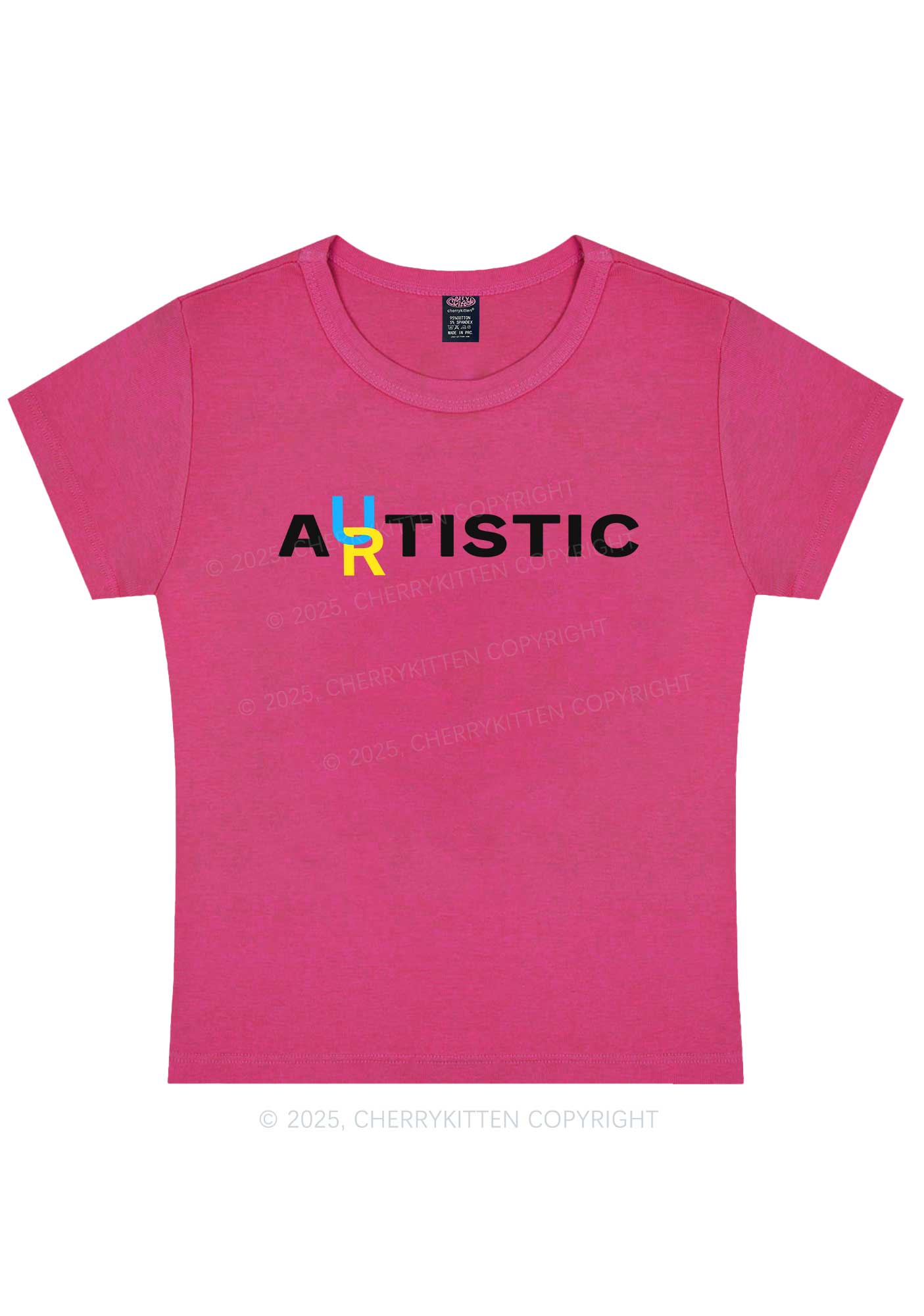 Autistic Artistic Y2K Baby Tee Cherrykitten