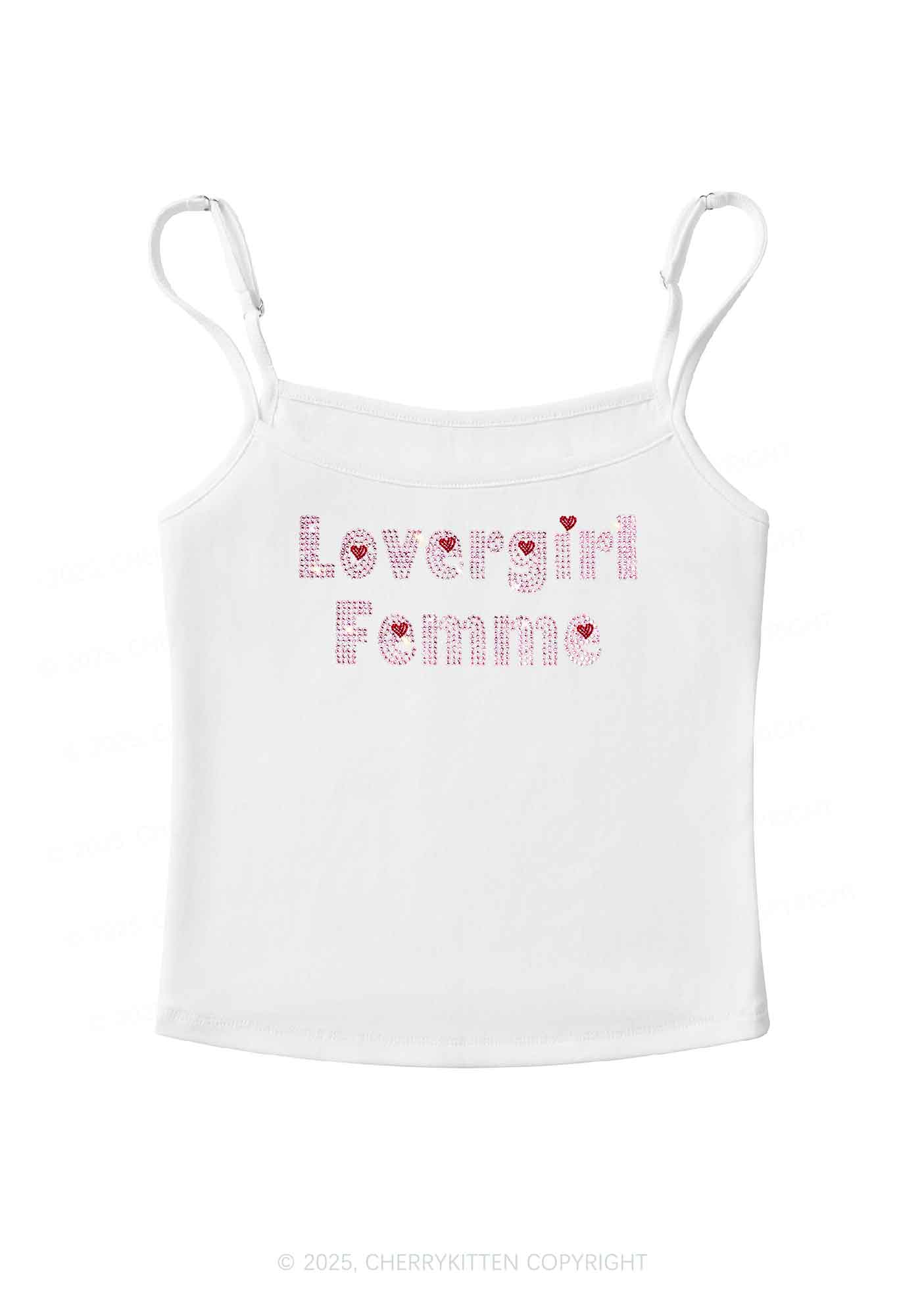Rhinestone Lovergirl Femme Y2K Spaghetti Strap Cami Cherrykitten