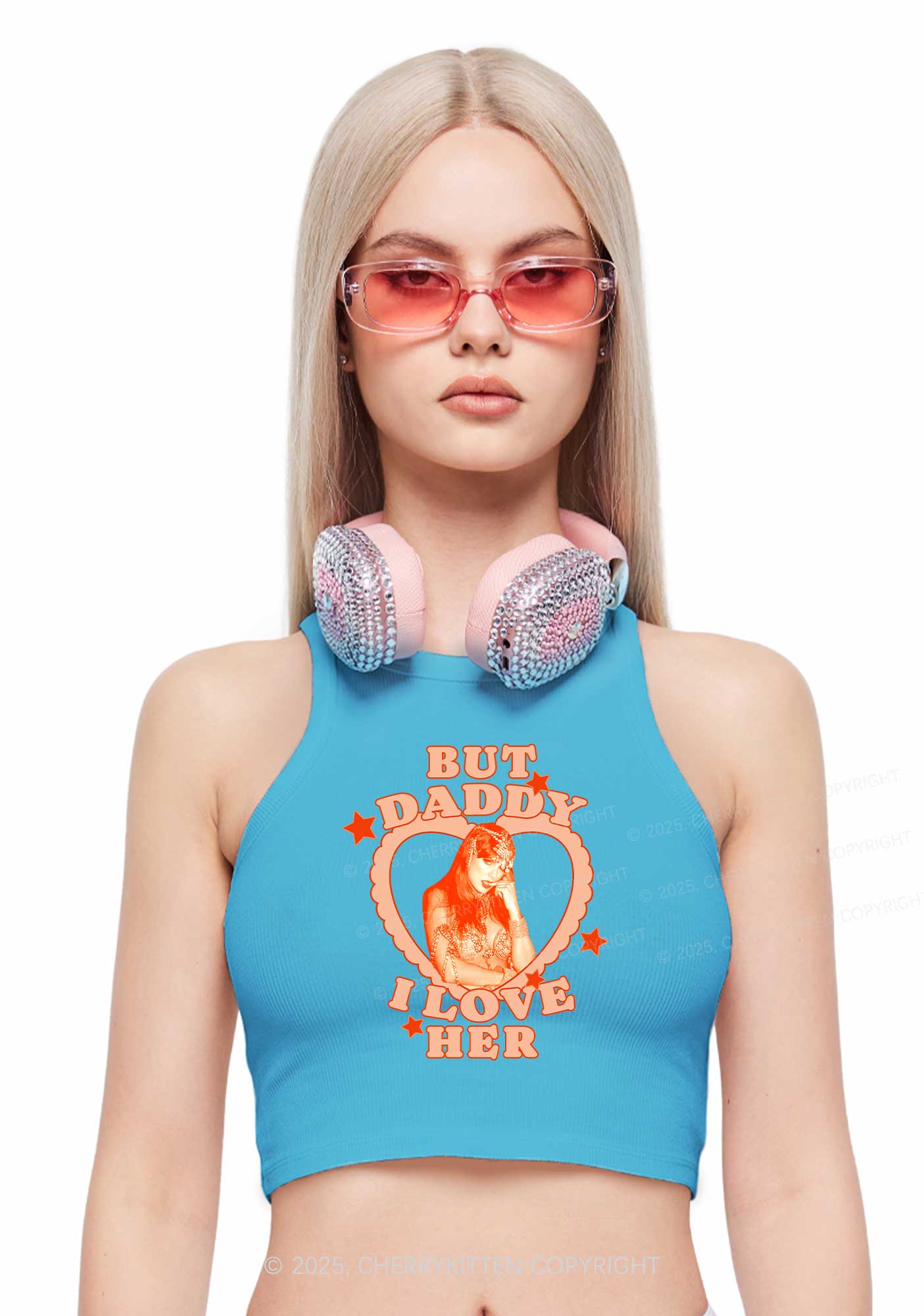 Daddy Love Heart TS Y2K Crop Tank Top Cherrykitten