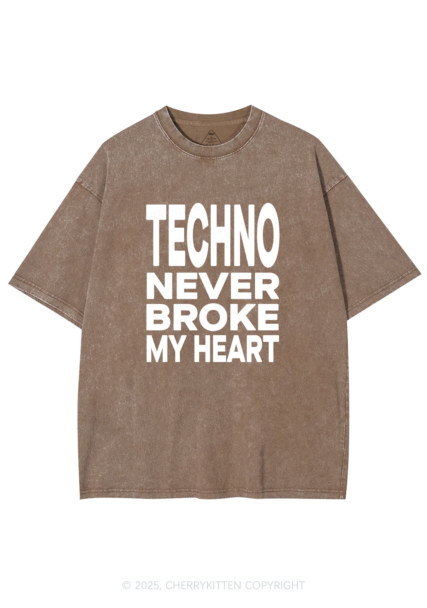 Techno Heart Y2K Shirts Washed Tee Cherrykitten