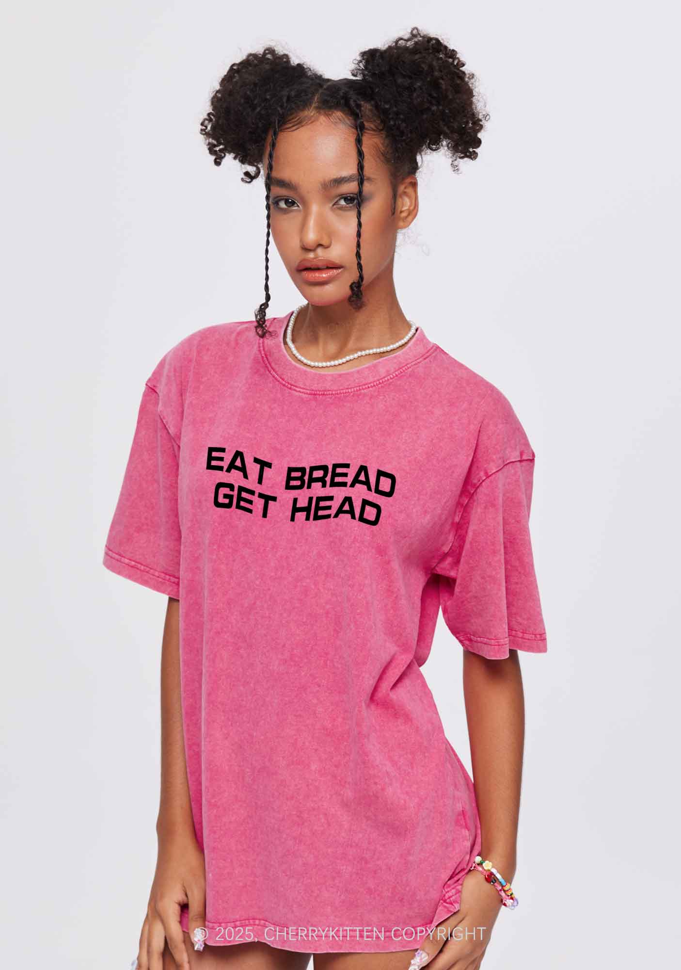 Eat Bread Get Head Y2K Shirts Washed Tee Cherrykitten