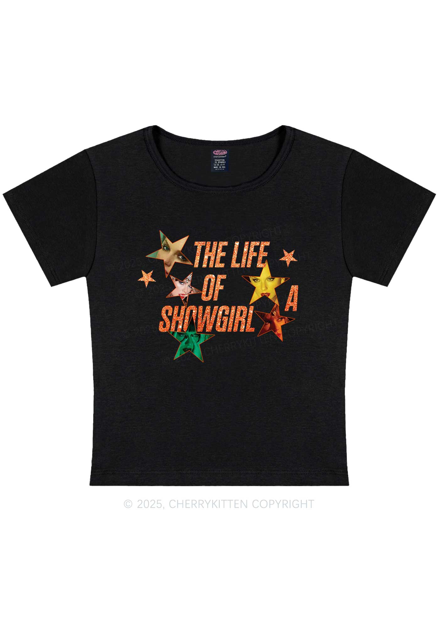Star TS Photo Y2K Baby Tee Cherrykitten