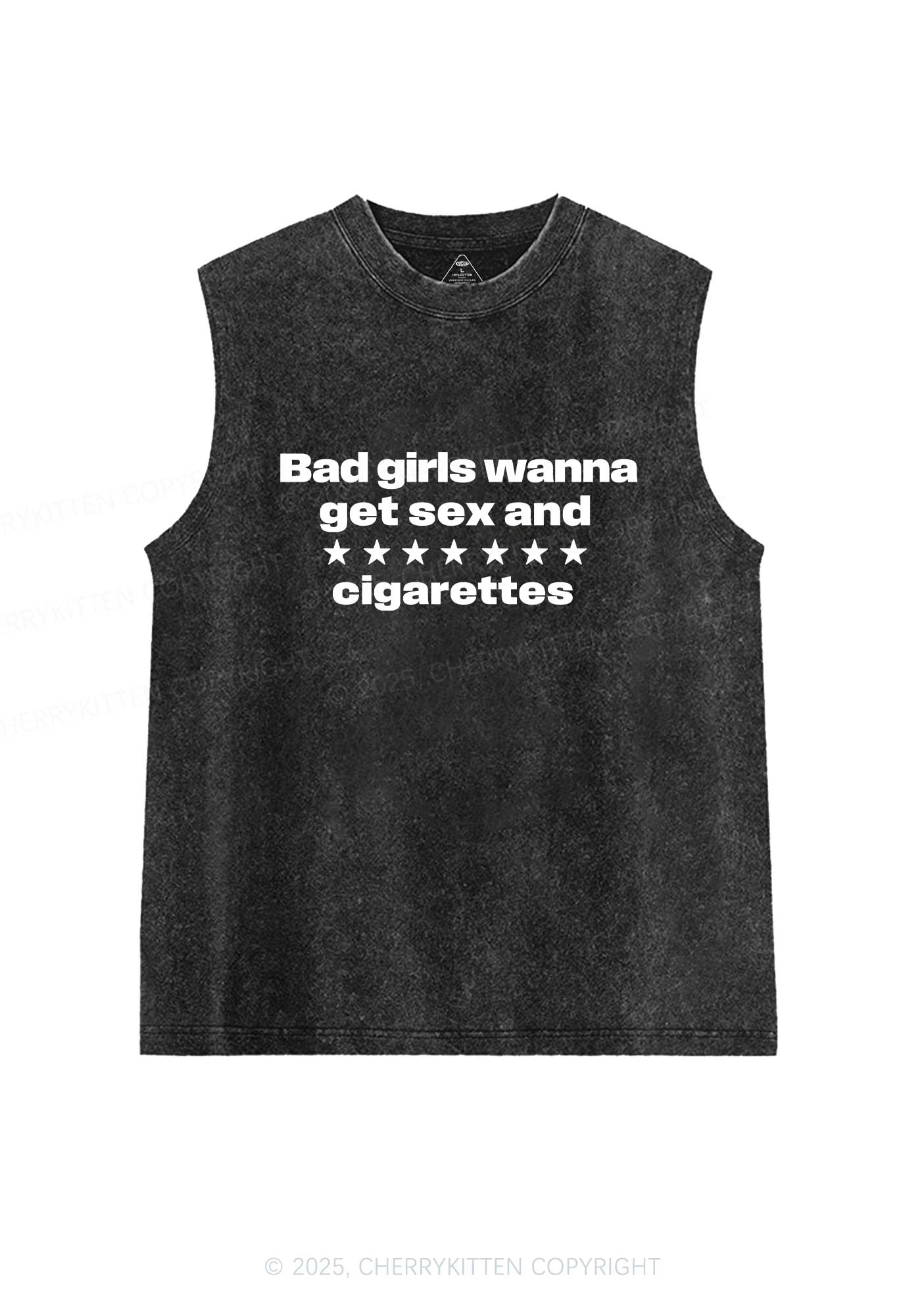 Wanna Sxx Cigarettes Y2K Washed Muscle Tank Cherrykitten