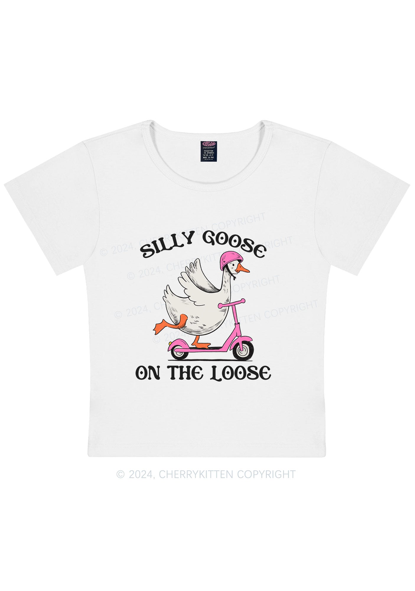 Silly Goose On the Loose Y2K Baby Tee Cherrykitten