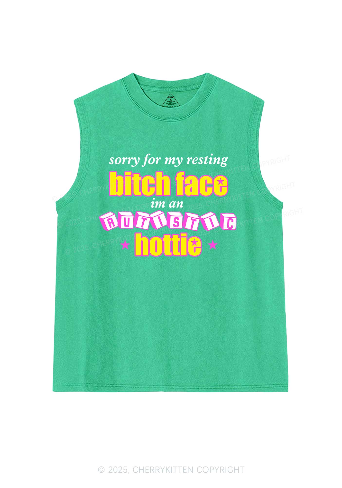 Autistic Hottie Y2K Washed Muscle Tank Cherrykitten