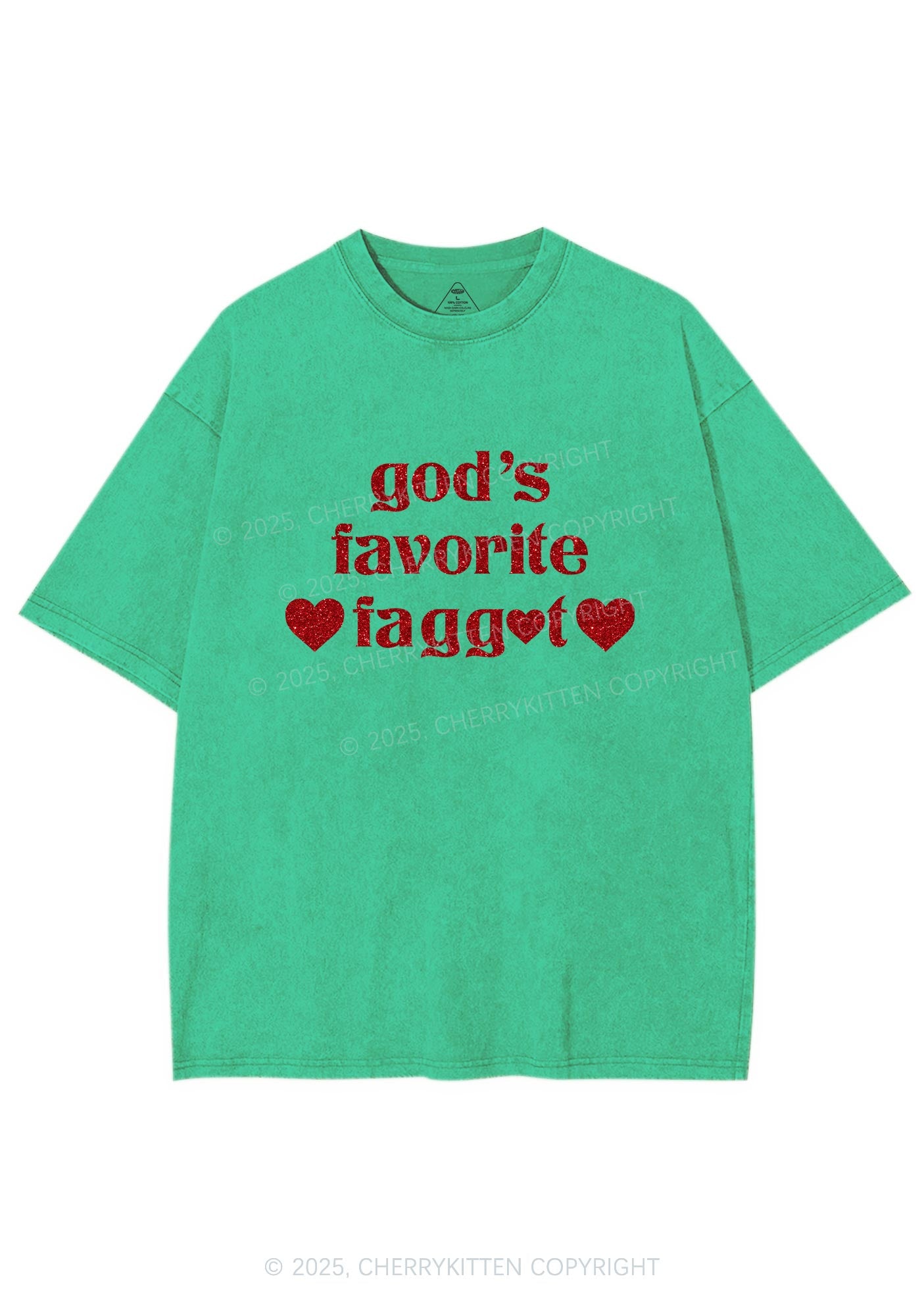 Glitter Gods Favorite Faggot Pride Y2K Shirts Washed Tee Cherrykitten
