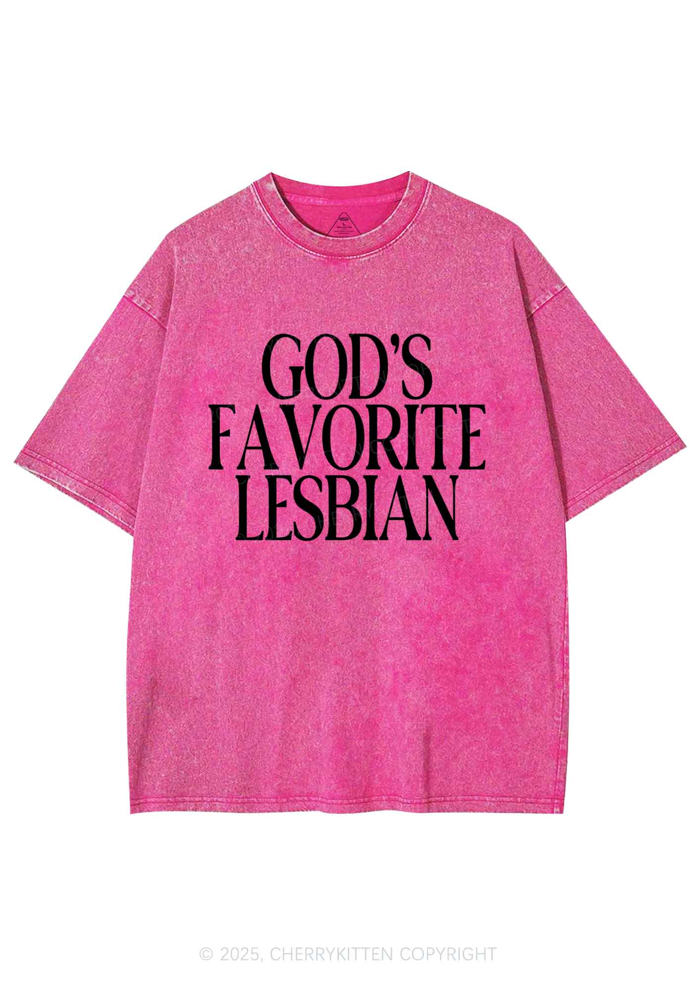 Gods Favorite Lesbian Pride Y2K Shirts Washed Tee Cherrykitten