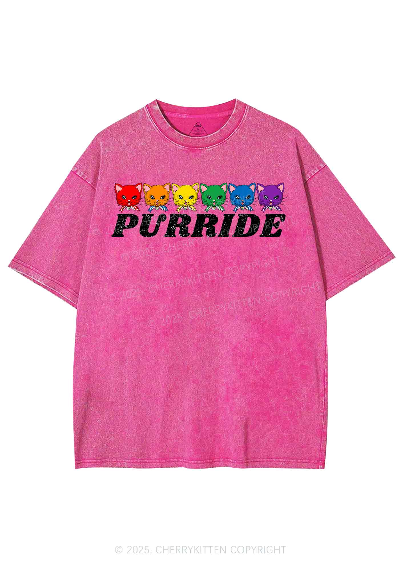 Purride Cat Pride Y2K Shirts Washed Tee Cherrykitten