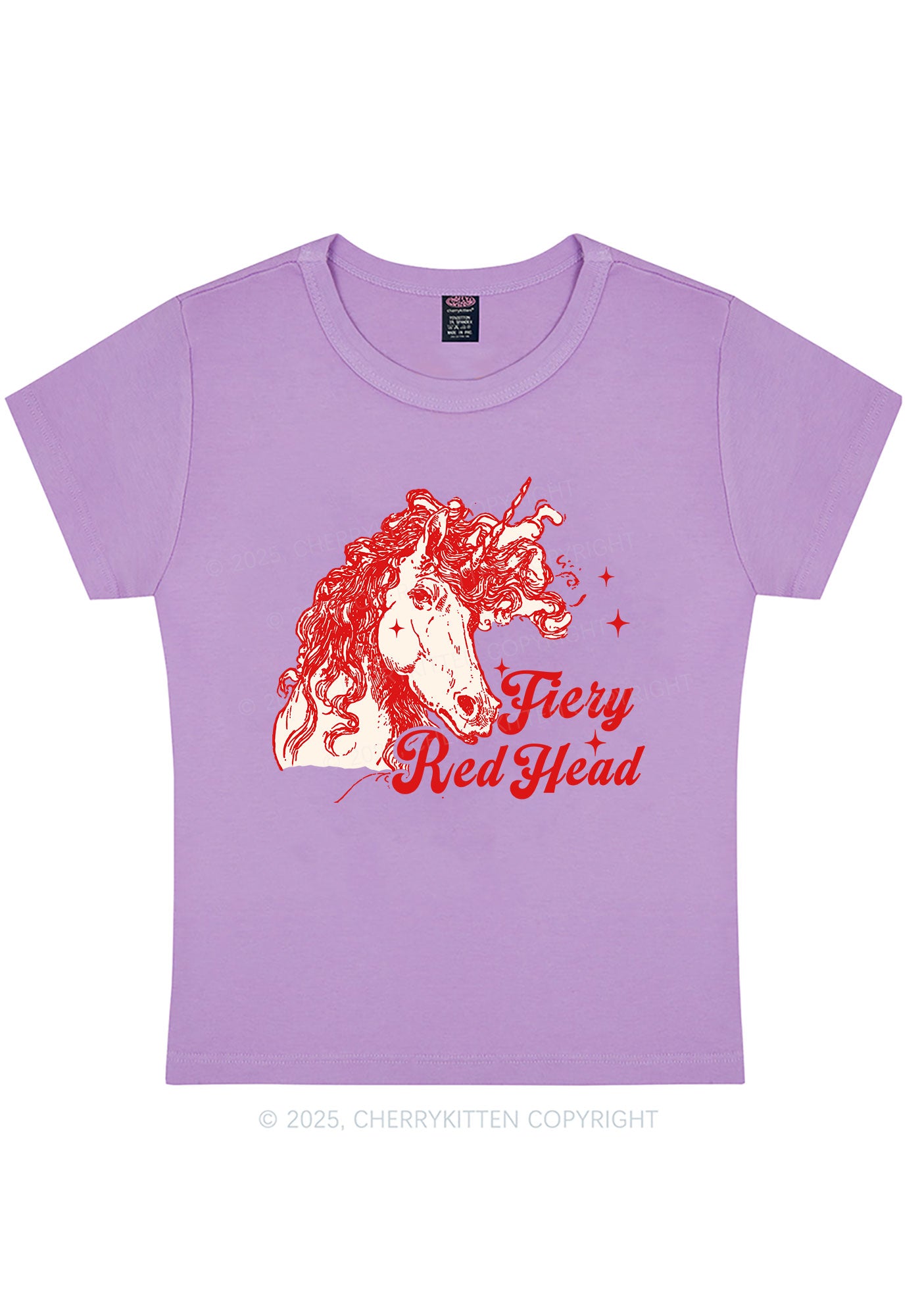 Fiery Red Head Y2K Baby Tee Cherrykitten