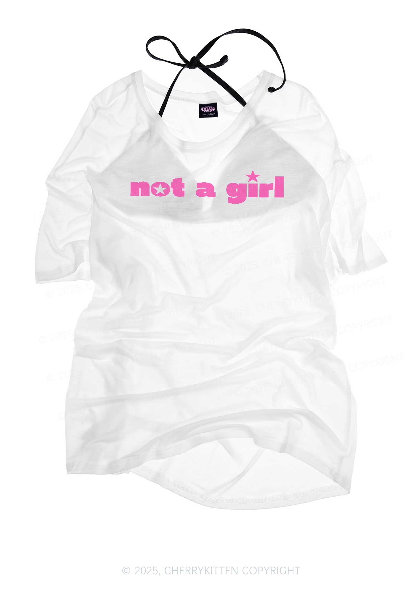 Not A Girl Y2K Sheer Boyfriend Tee Cherrykitten